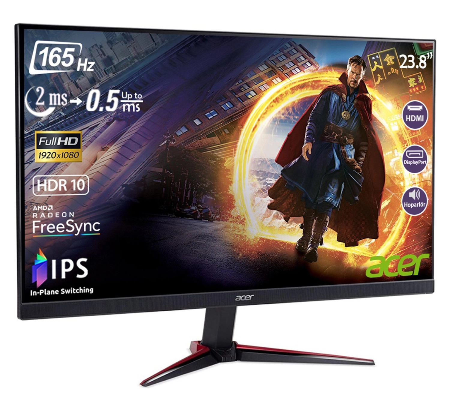 Acer Nitro Vg240Ys 23,8" 165 Hz (Hdmı+Display) Amd Radeon Freesync Fhd ( 1920X1080 ) Hdr 10 Ips Oyuncu Monitör Um.qv0Ee.s01 - Görsel 2