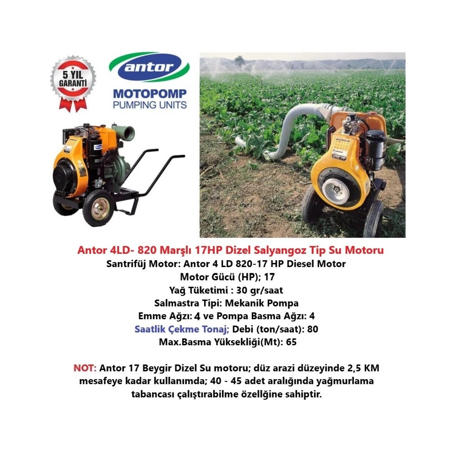 Antor 4Ld- 820 Marşlı 17Hp Dizel Su Motoru - Görsel 2