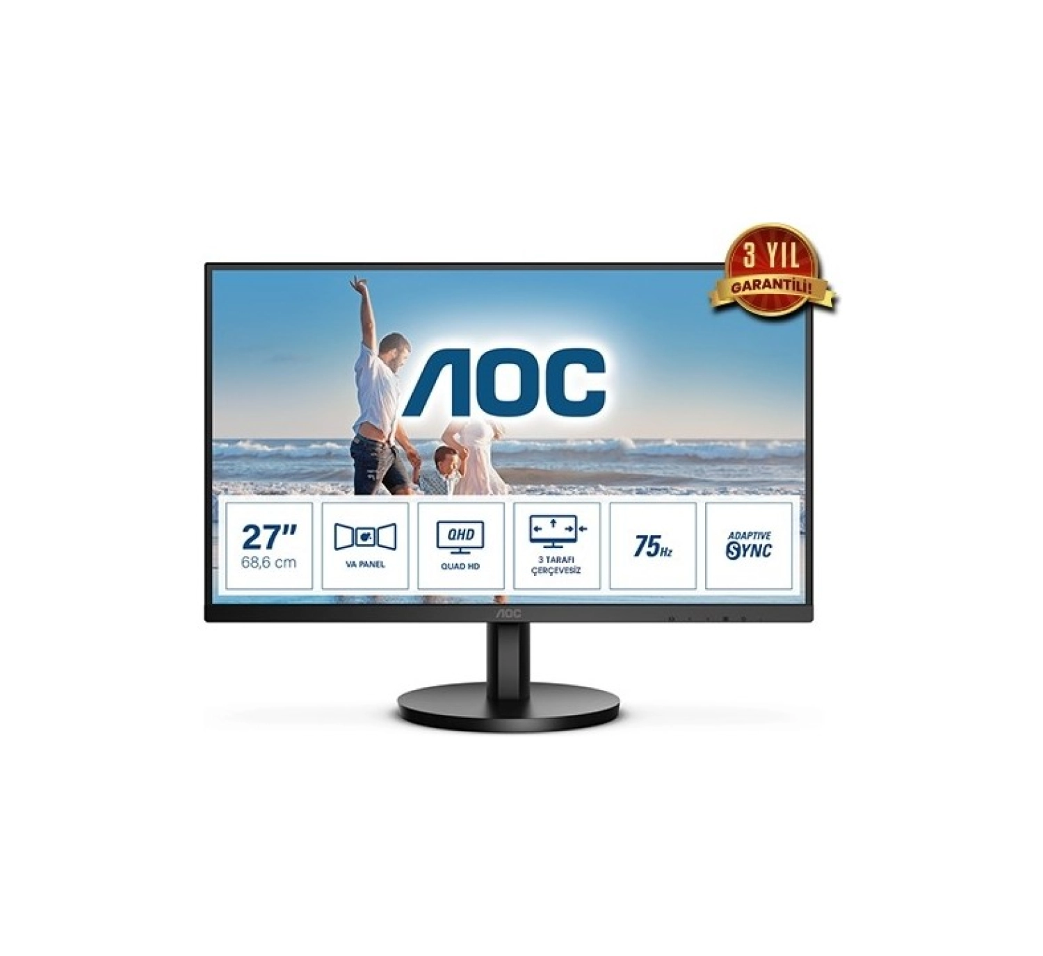 Aoc 27" Q27B3Ma 75Hz 4Ms Qhd Hdmi Dp Va Flat Antiglare Freesync Monitör ürün görseli