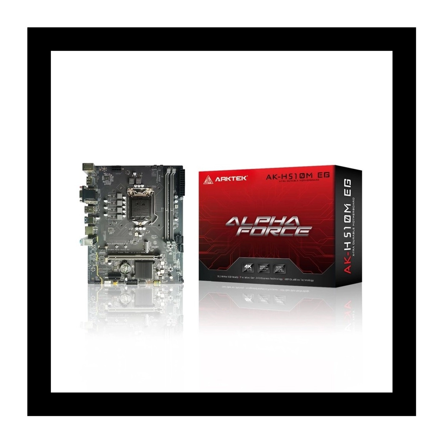 Arktek Alpha Force, Ak-H510M Eg Vs, 2Xddr4, M.2, 2X Hdmı, Dp, 10-11.Nesil, Lga1200 Soket, Anakart ürün görseli