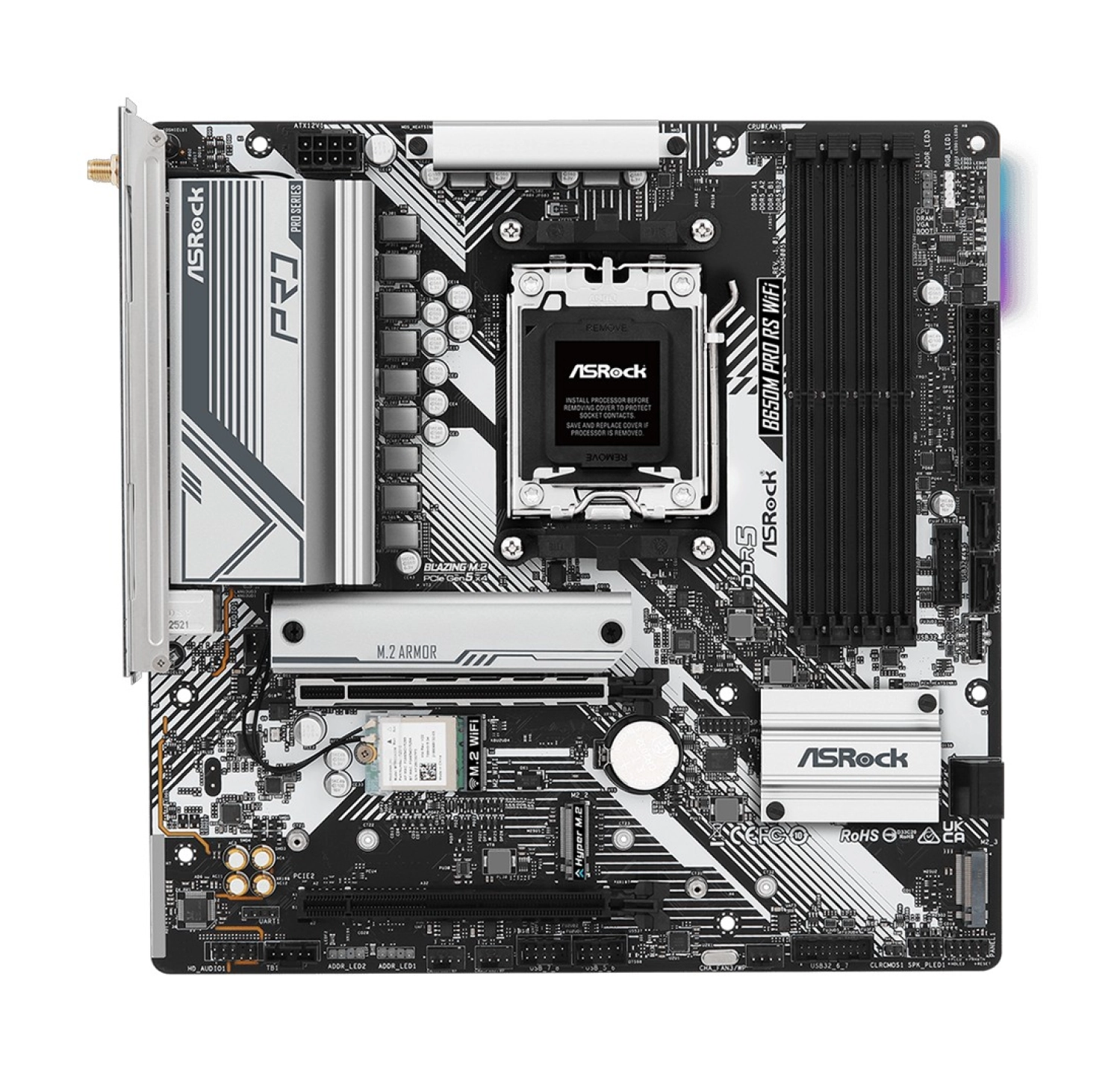 Asrock B650M Pro Rs Wıfı 7200Mhz Ddr5 Soket Am5 M.2 Usb 3.2 Hdmi Matx Anakart - Görsel 2
