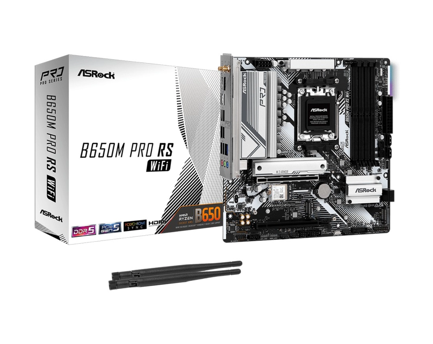 Asrock B650M Pro Rs Wıfı 7200Mhz Ddr5 Soket Am5 M.2 Usb 3.2 Hdmi Matx Anakart ürün görseli