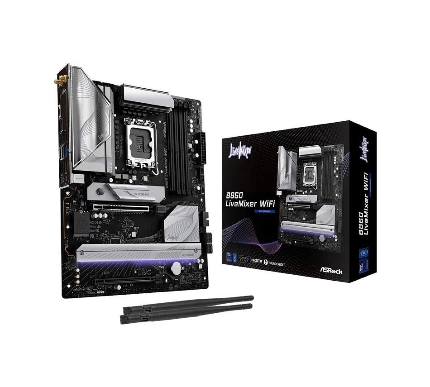 Asrock B860 Lıvemıxer Wıfı Intel B860 Soket 1851 Ddr5 8666Mhz (Oc) M.2 Anakart ürün görseli