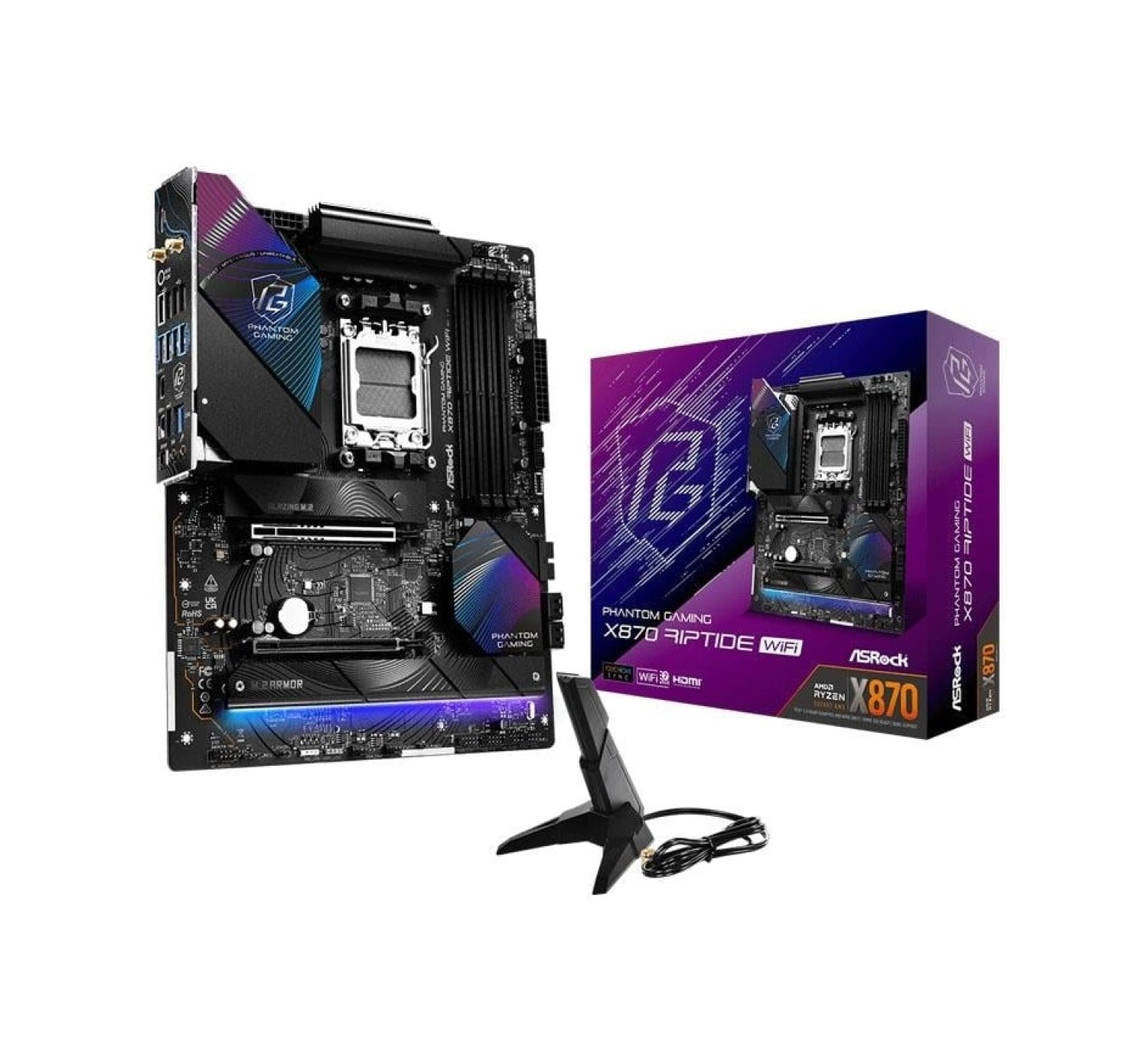 Asrock X870 Rıptıde Amd X870 Soket Am5 Ddr5 8000Mhz (Oc) M.2 Anakart ürün görseli