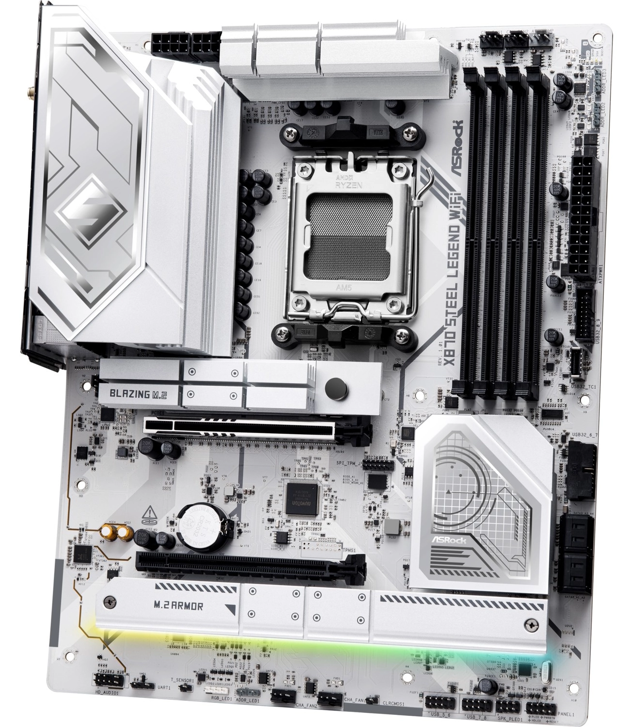 Asrock X870 Steel Legend Rgb Atx Anakart Amd Am5 Ryzen 9000 Ve 8000, Ddr5, 5X M.2 Ssd, Amd Expo, Wifi 7 Anakart - Görsel 4
