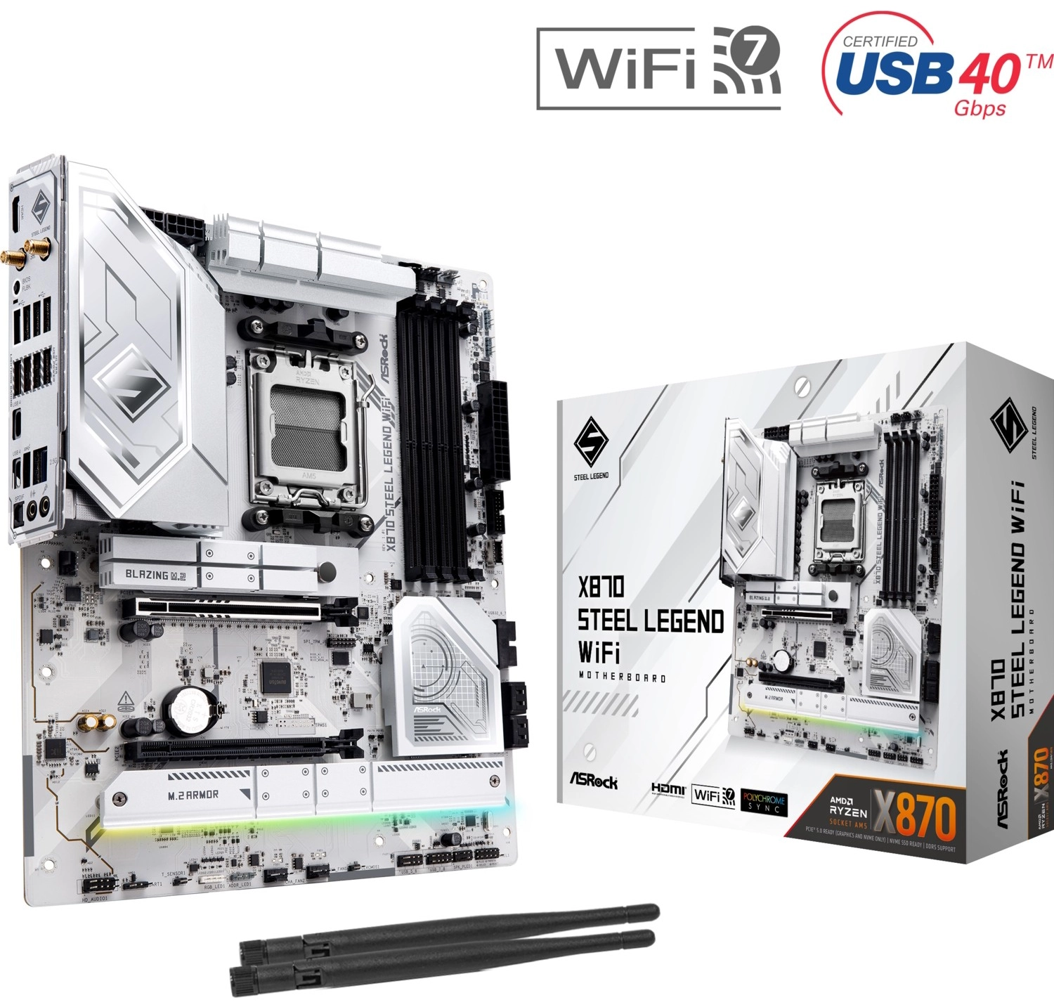 Asrock X870 Steel Legend Rgb Atx Anakart Amd Am5 Ryzen 9000 Ve 8000, Ddr5, 5X M.2 Ssd, Amd Expo, Wifi 7 Anakart ürün görseli