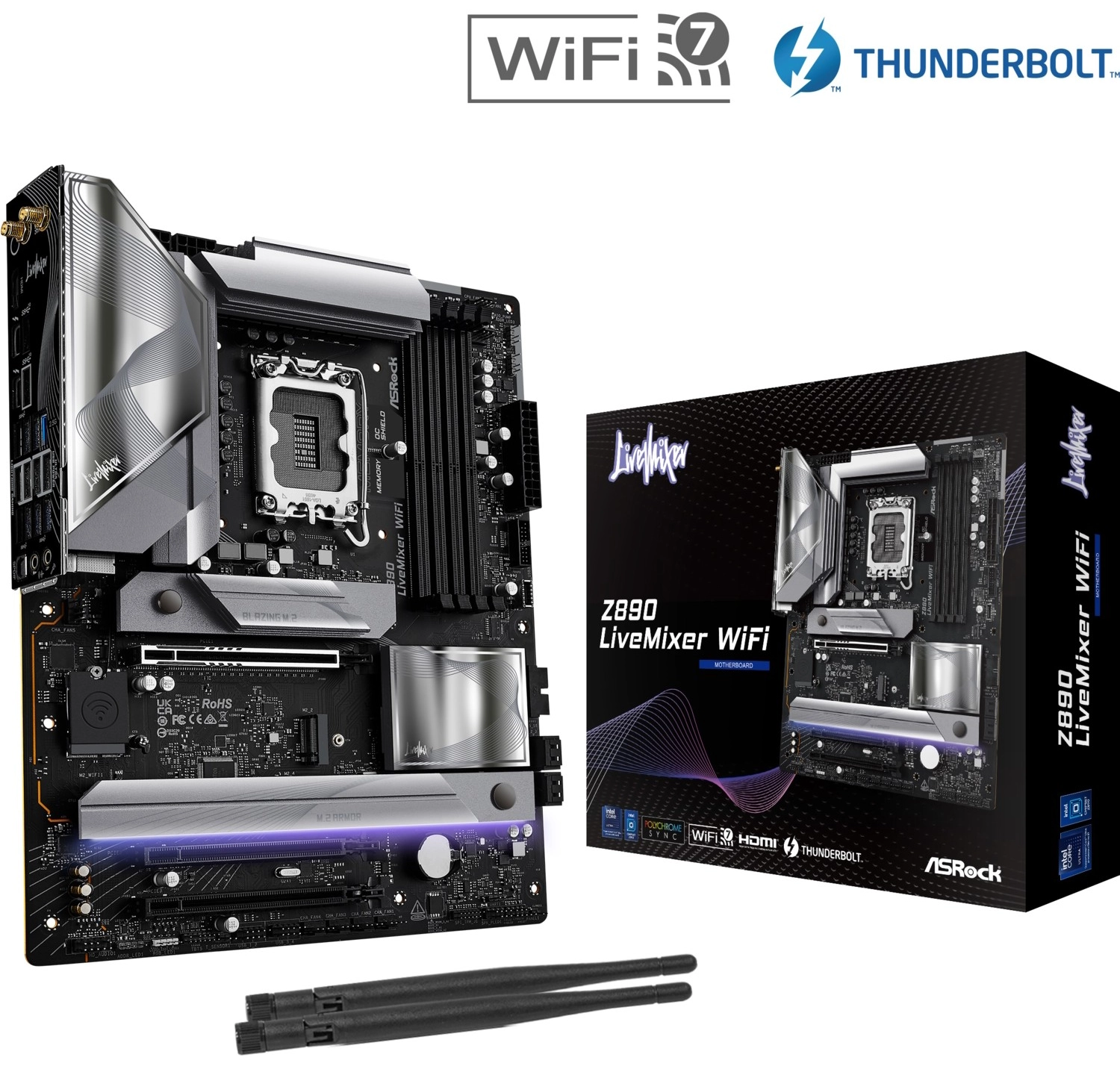 Asrock Z890 Livemixer Wifi Atx Anakart Intel Lga1851, Ddr5, Gen5 M.2 Ssd, 8K 60Hz Hdmı, Wifi 7 Anakart ürün görseli