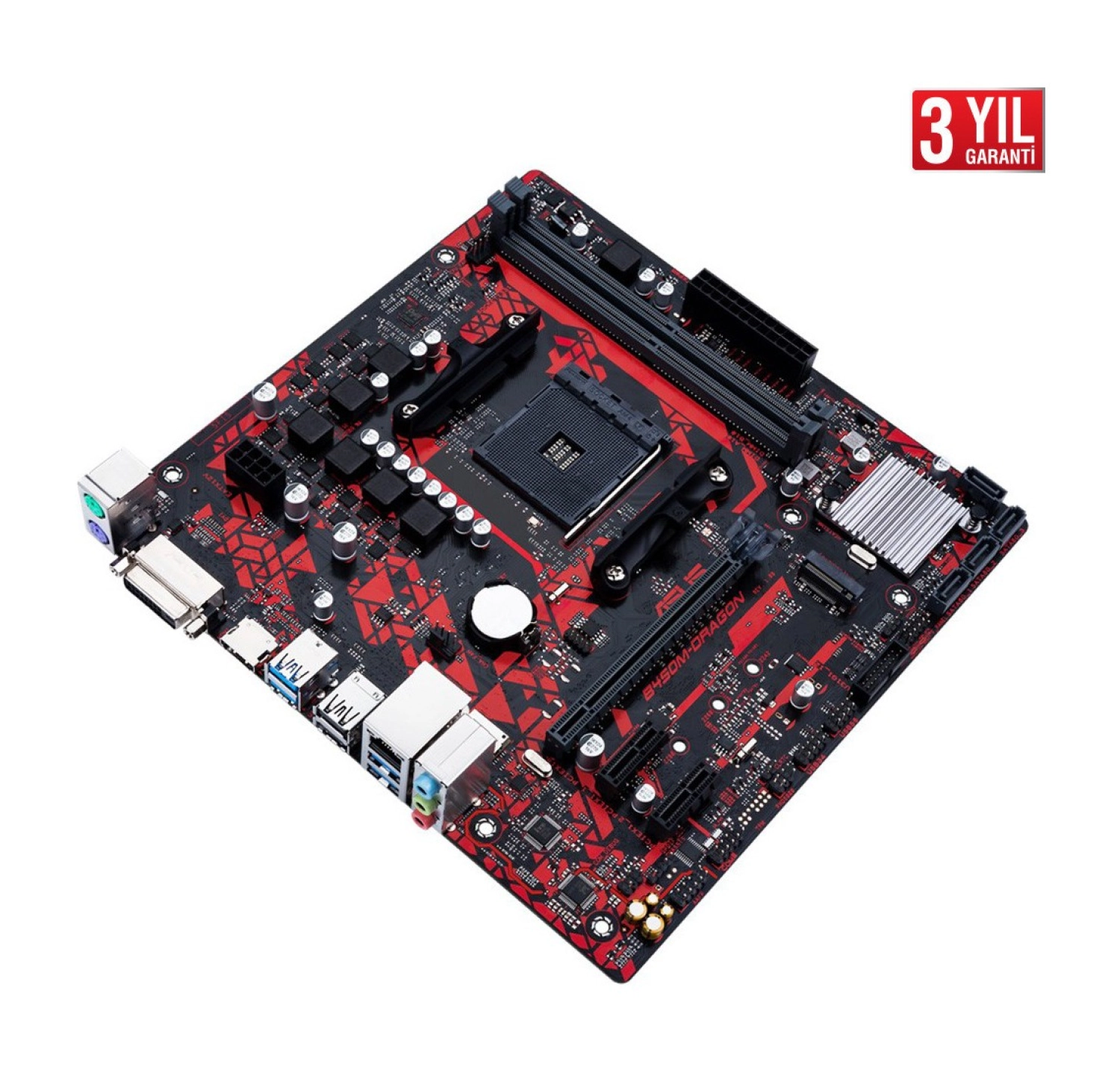 Asus B450M-Dragon Amd B450 Am4 Ddr4 4400 Hdmı Dvı M2 Usb3.1 Matx(B450M-Dragon) Anakart - Görsel 2