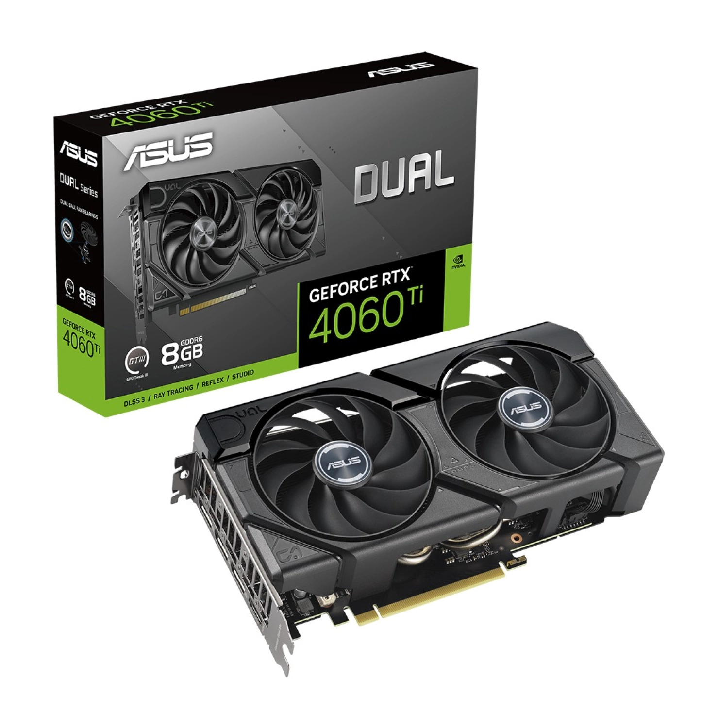 Asus Dual-Rtx4060Ti-8G-Evo Nvidia Geforce Rtx 4060 Ti-8G 8Gb Gddr6 128Bit 2565Mhz Hdmi 3Xdp Dlss3 Ekran Karti ürün görseli