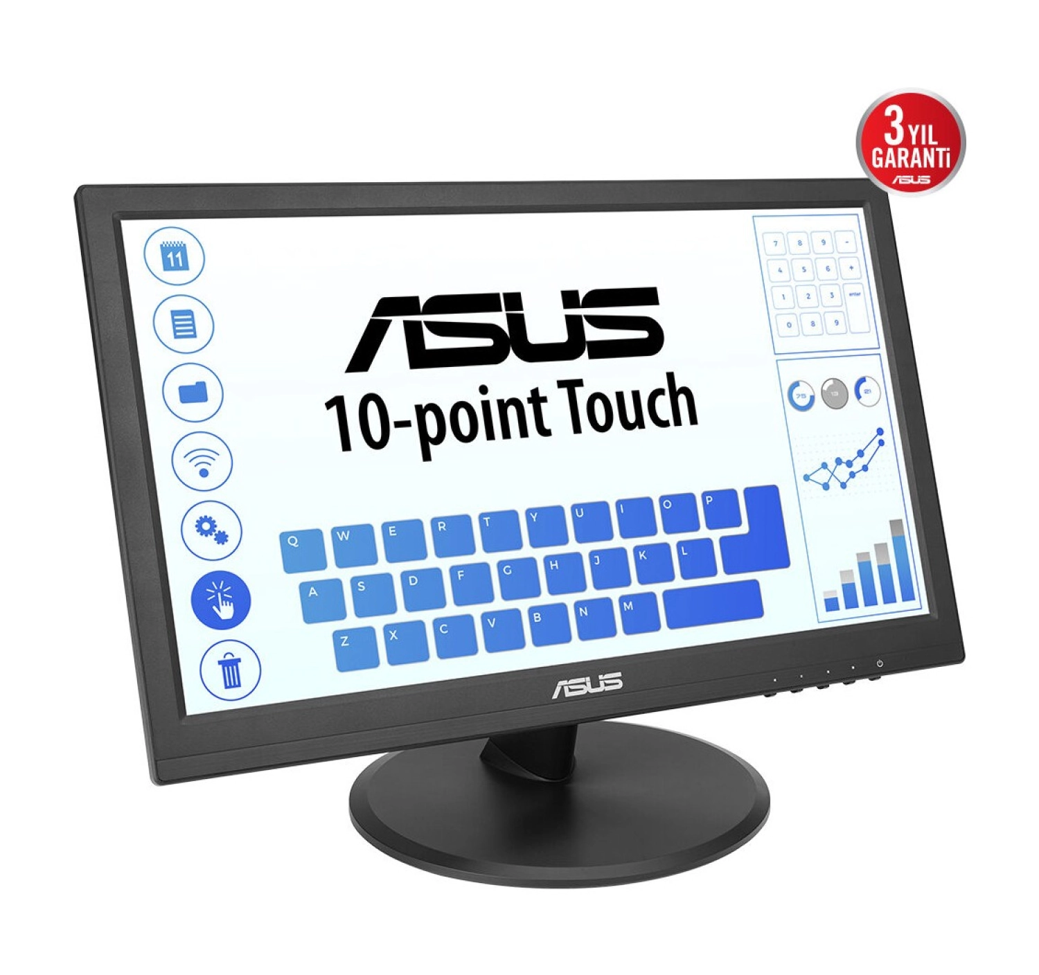 Asus Kurumsal Vt169He 15.6 Ips 1920X1080 5Ms 60Hz 220Cd Hdmi Vga Vesa 3Yıl 10 Parmak Dokunmatik, Eyecare Monitör - Görsel 3