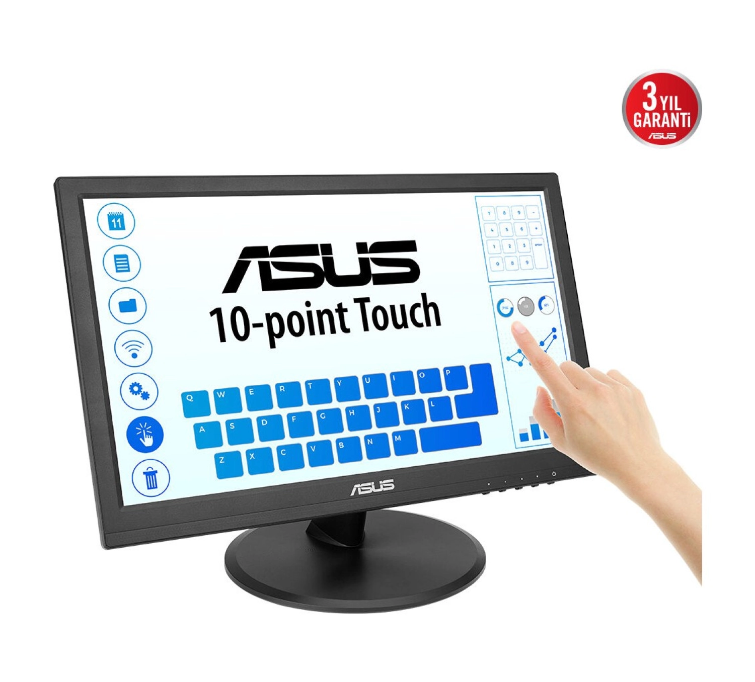 Asus Kurumsal Vt169He 15.6 Ips 1920X1080 5Ms 60Hz 220Cd Hdmi Vga Vesa 3Yıl 10 Parmak Dokunmatik, Eyecare Monitör - Görsel 2