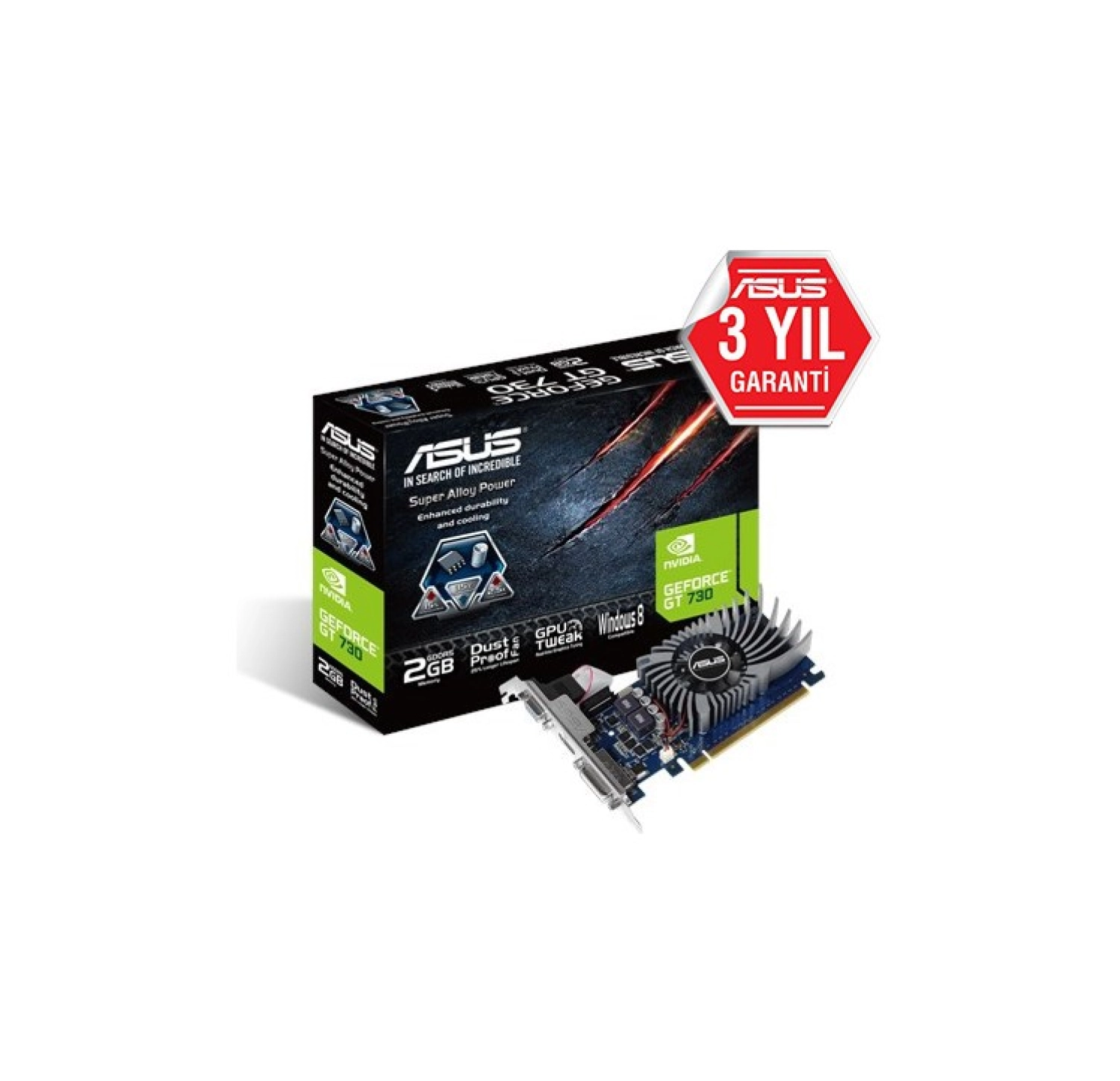 Asus Nvidia 2Gb Gt730 Gddr5 64 Bit Gt730-2Gd5-Brk Hdmi Dvı-D Ekran Karti ürün görseli
