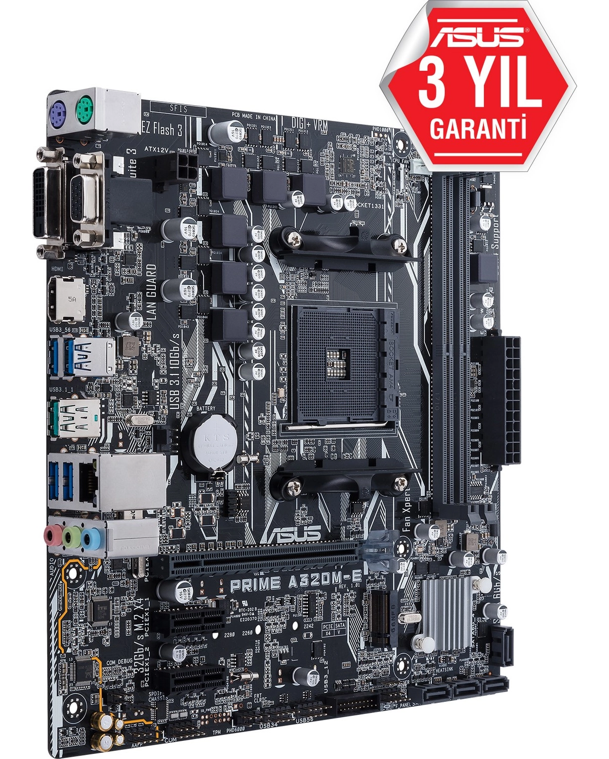 Asus Prime A320M-E Amd A320 Am4 Ddr4 3200 Hdmı Dvı Vga M2 Usb3.1 Matx(Prıme A320M-E) Anakart - Görsel 2