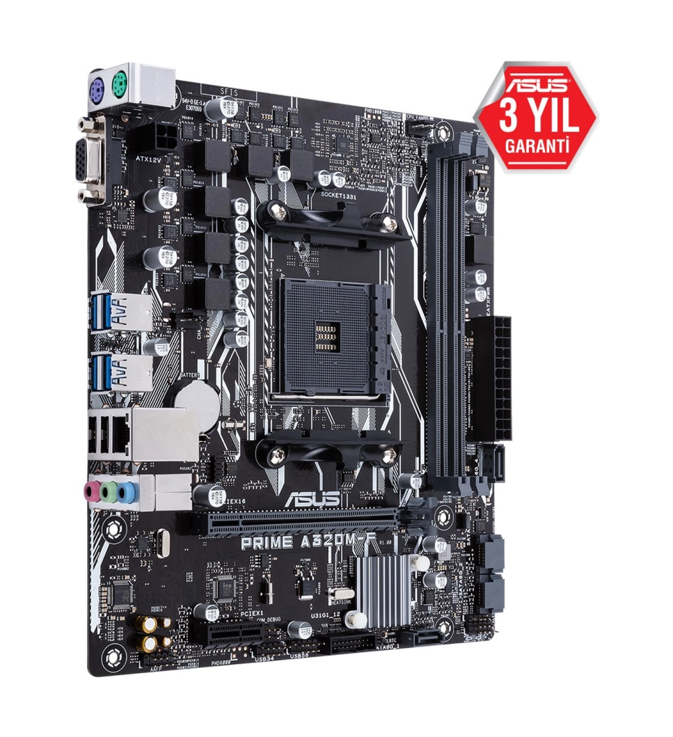 Asus Prime A320M-F Amd A320 Ddr4 3200 Mhz Am4 Matx Anakart - Görsel 3