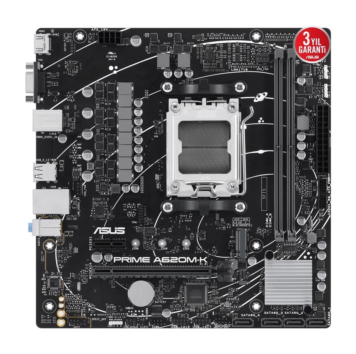 Asus Prime A620M-K Amd Am5 Ddr5 Matx Anakart - Görsel 2