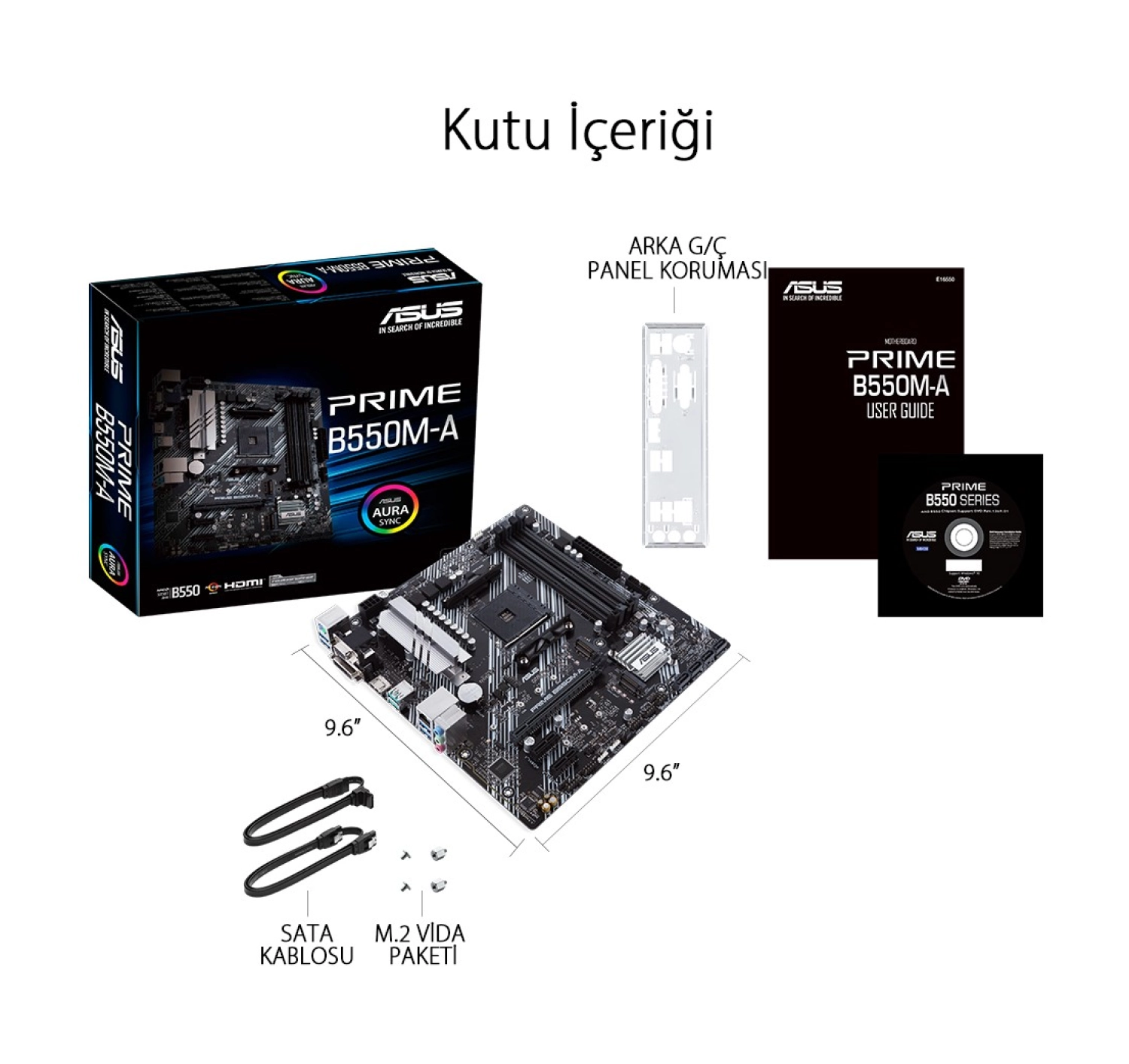Asus Prime B550M-A Amd B550 Am4 Ddr4 4400 Hdmı Dvı Vga Çift M2 Usb3.2 Argb Matx (Prıme B550M-A) Anakart - Görsel 3