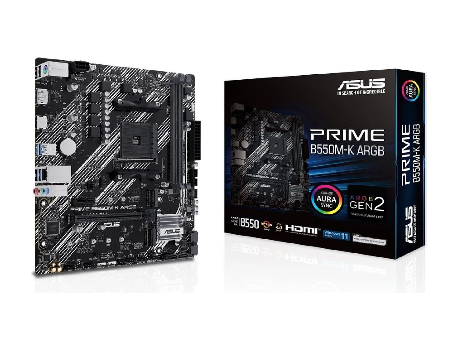 Asus Prime B550M-K Argb 5100Mhz (Oc) Ddr4 Soket Am4 M.2 Hdmi Matx Anakart ürün görseli