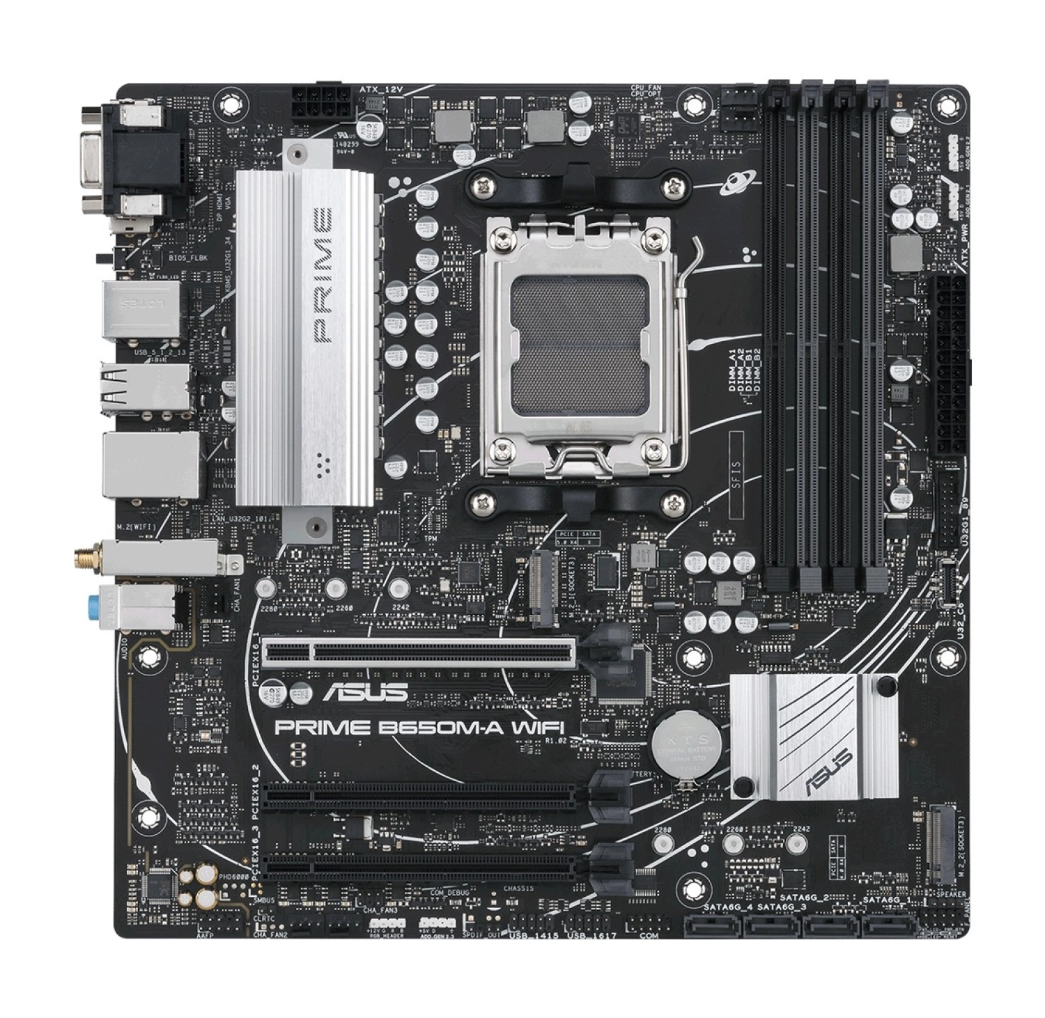Asus Prime B650M-A Wıfı Amd B650 Am5 Ddr5 6400 Dp Hdmı Vga 2X M2 Usb3.2 Ax Wifi + Bt Aura Rgb 2.5Gbit Lan Matx (Prıme B650M-A Wıfı) Anakart ürün görseli