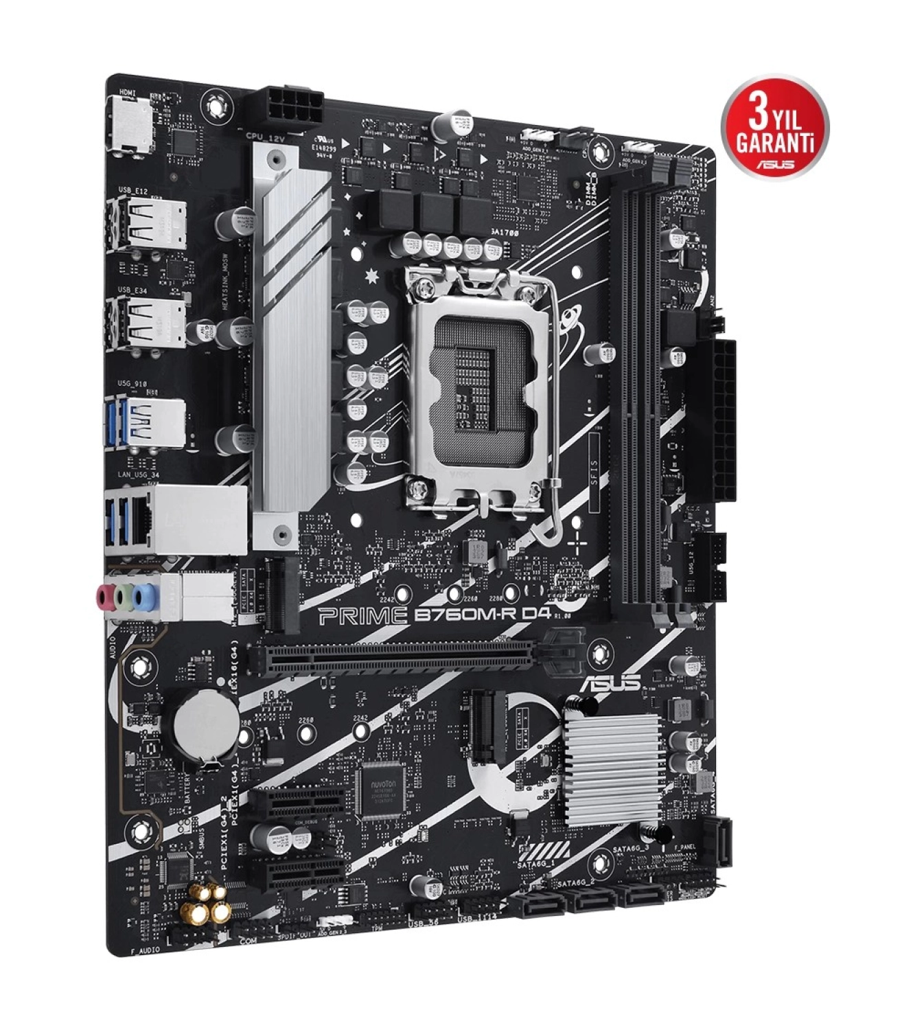 Asus Prime B760M-R D4 Ddr4 5333Mhz (Oc) Rgb M.2 1700P Matx Anakart - Görsel 3