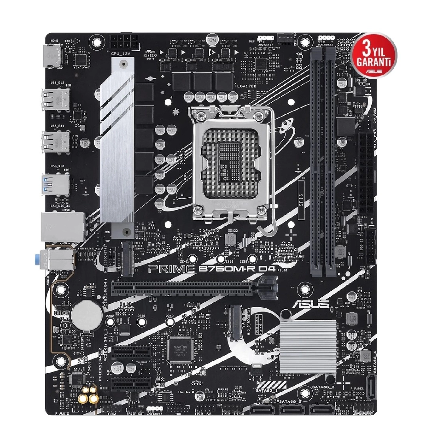 Asus Prime B760M-R D4 Ddr4 5333Mhz (Oc) Rgb M.2 1700P Matx Anakart - Görsel 2