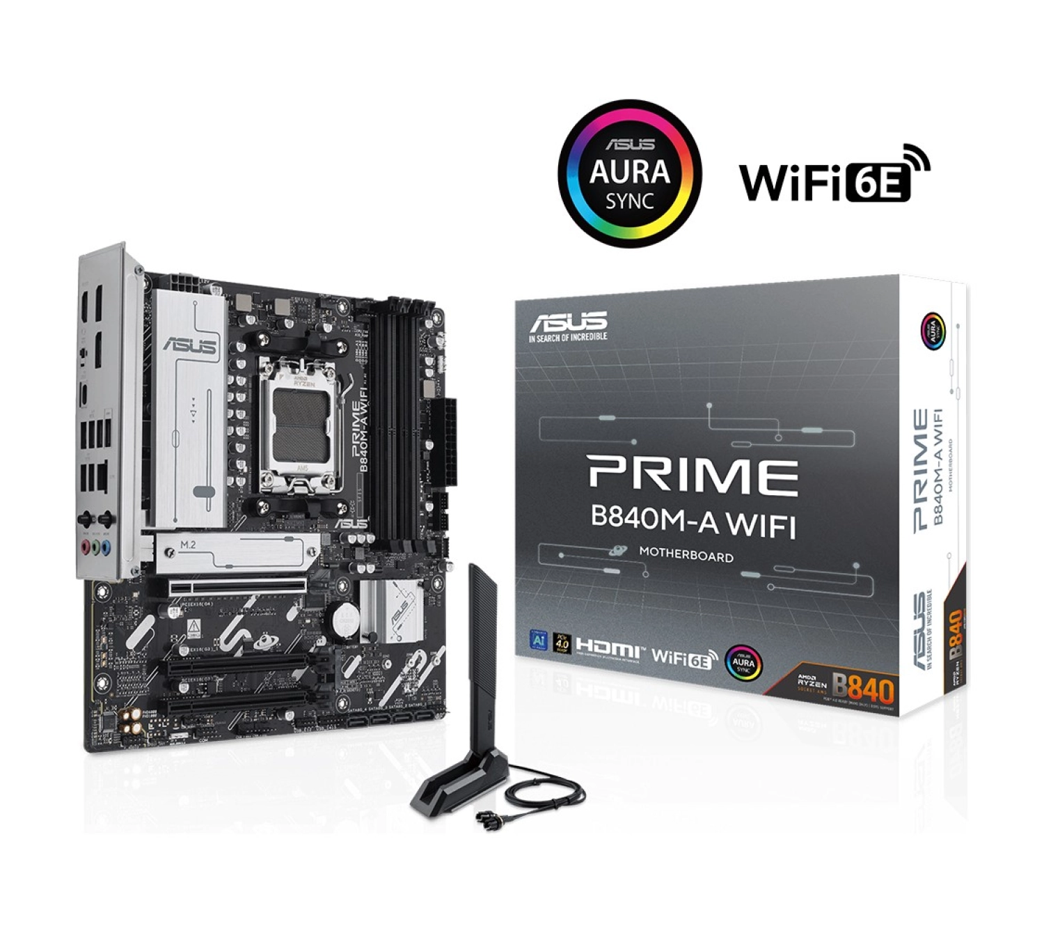 Asus Prime B840M-A Wıfı Amd B840 Am5 Ddr5 7600 2Xdp Hdmi 3X M2 Usb3.2 Wifi 6E + Bt Aura Rgb 2.5Gbit Lan Matx ürün görseli