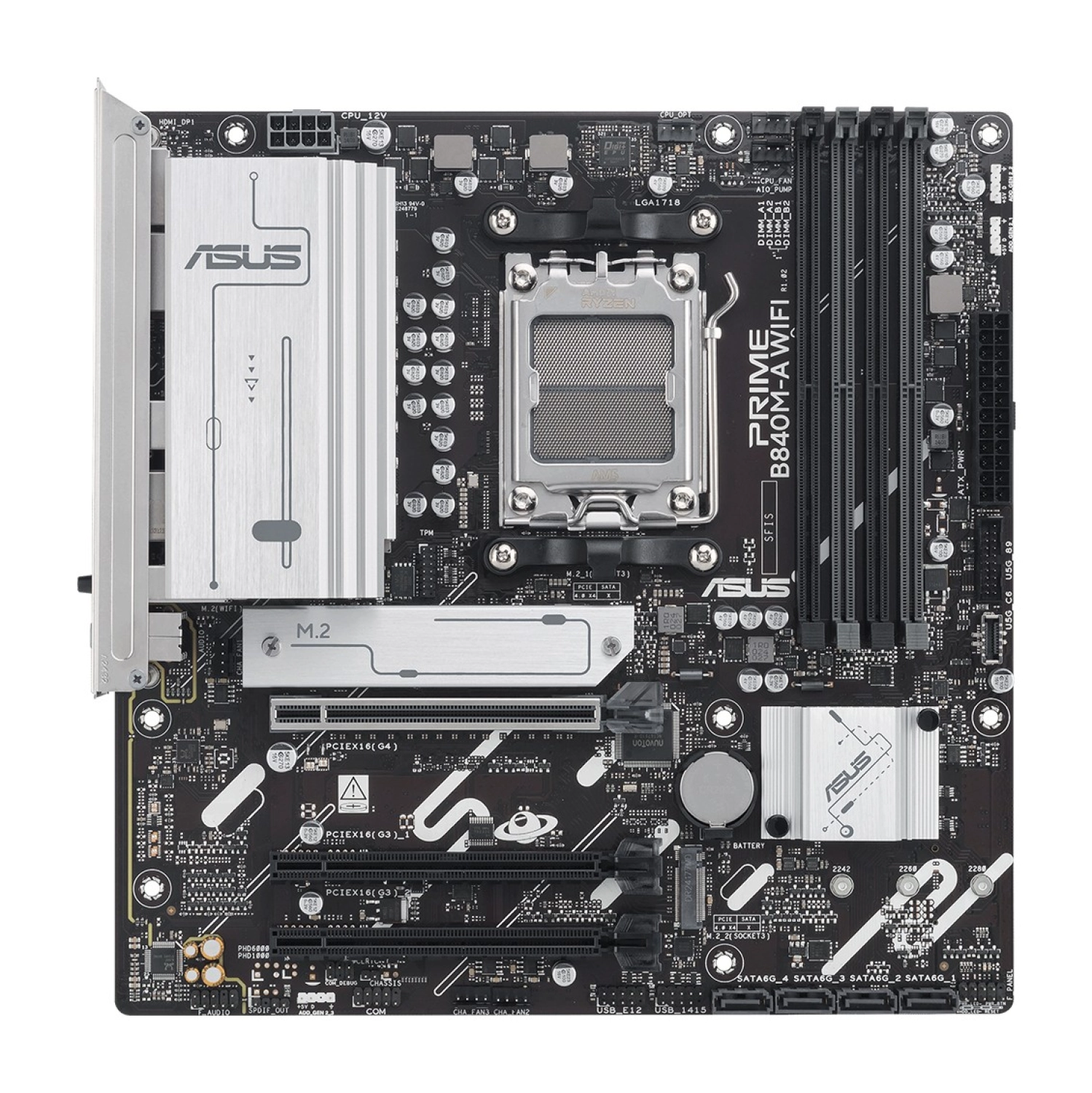 Asus Prime B840M-A Wıfı Amd B840 Am5 Ddr5 7600 2Xdp Hdmi 3X M2 Usb3.2 Wifi 6E + Bt Aura Rgb 2.5Gbit Lan Matx - Görsel 3