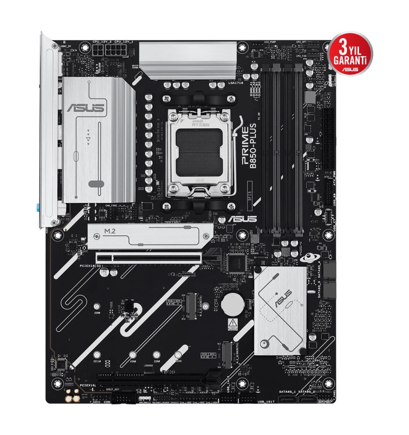 Asus Prime B850-Plus-Csm Amd B850 Am5 Ddr5 8000 Dp Hdmi 3X M2 Usb3.2 Aura Rgb 2.5Gbit Lan Atx 256Gb’a Kadar Ram Desteği, 1Xgen5 M.2 - Görsel 6