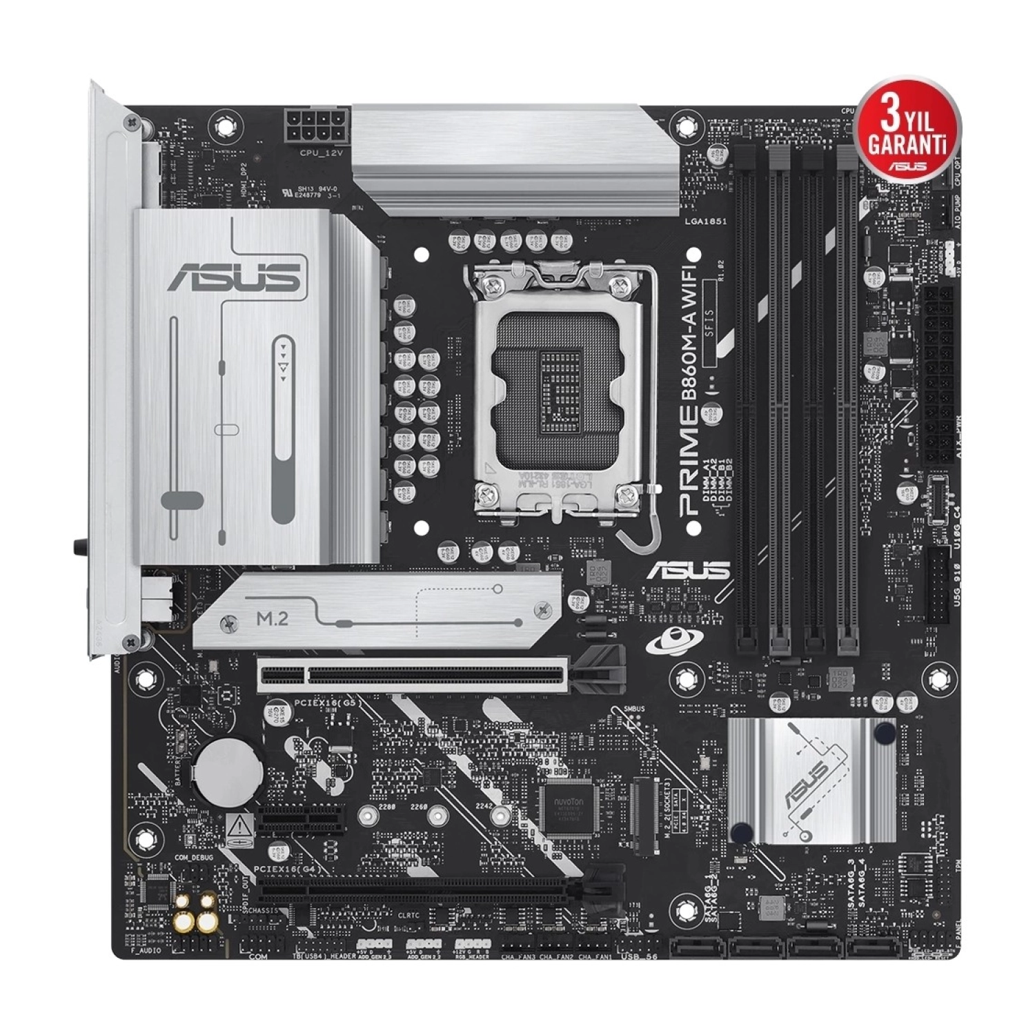Asus Prime B860M-A Wifi Ddr5 8666Mhz (Oc) M.2 1851P Matx Anakart - Görsel 2