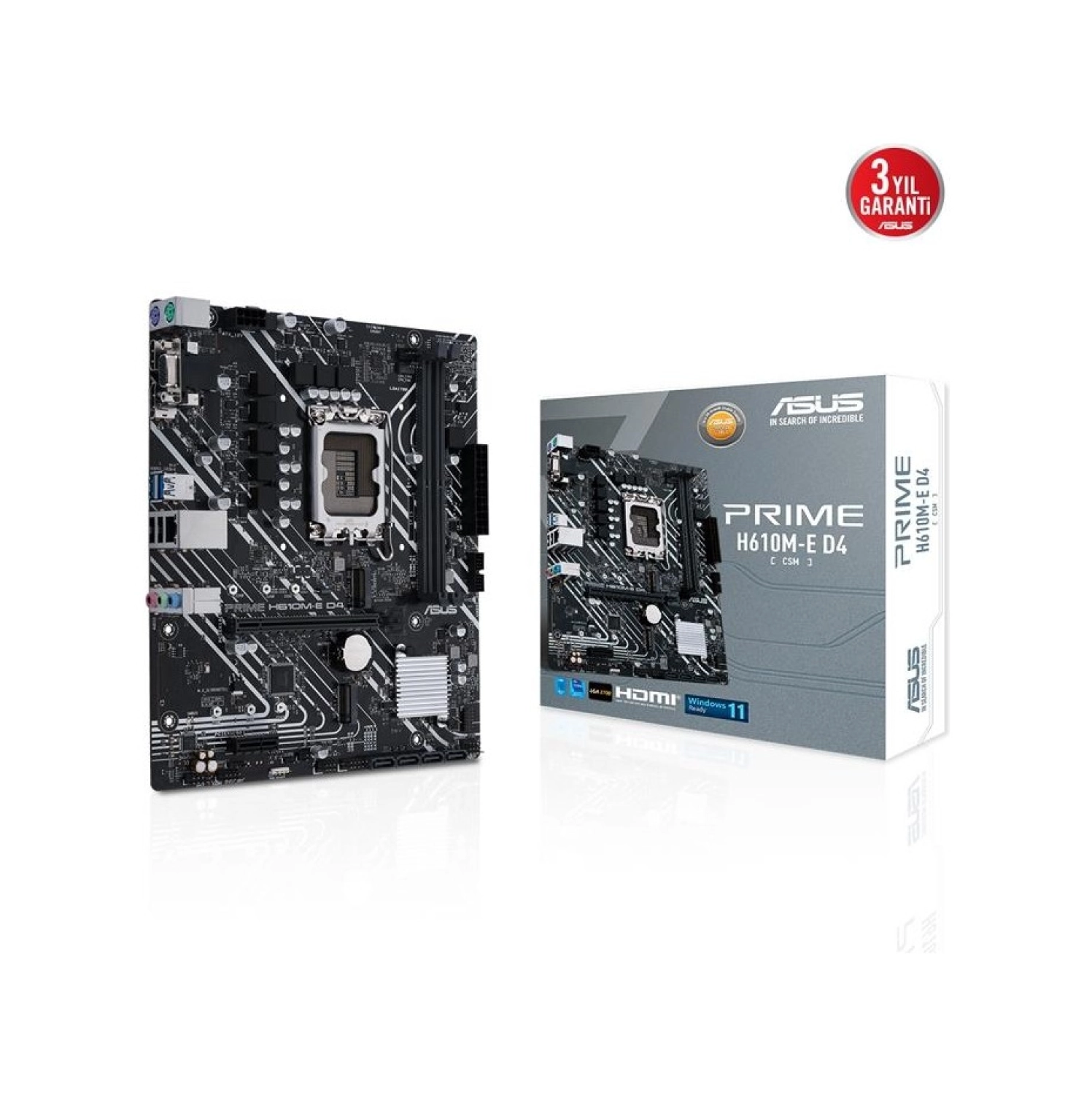 Asus Prime H610M-E D4-Csm Ddr4 3200Mhz Dp Hdmi M.2 Matx 1700P ürün görseli