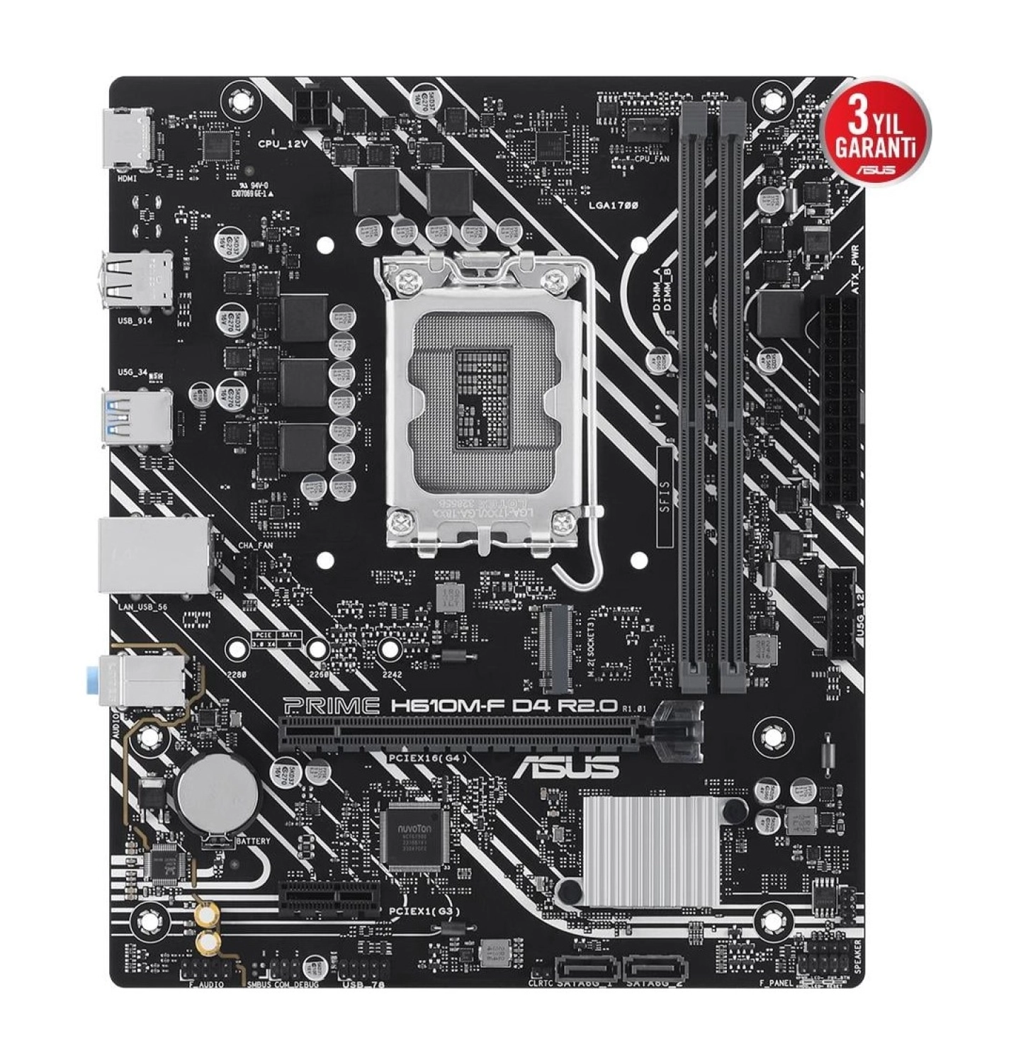 Asus Prime H610M-F D4 R2.0-Csm Intel H610 Lga1700 Ddr4 Matx Anakart - Görsel 2