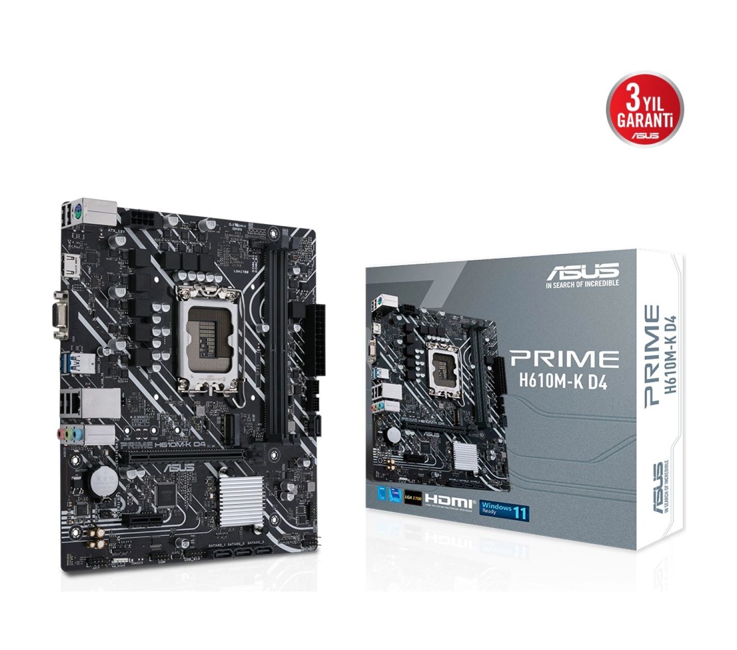Asus Prime H610M-K D4 12.Nesil Intel H610 Soket 1700 Ddr4 3200Mhz Matx Anakart ürün görseli