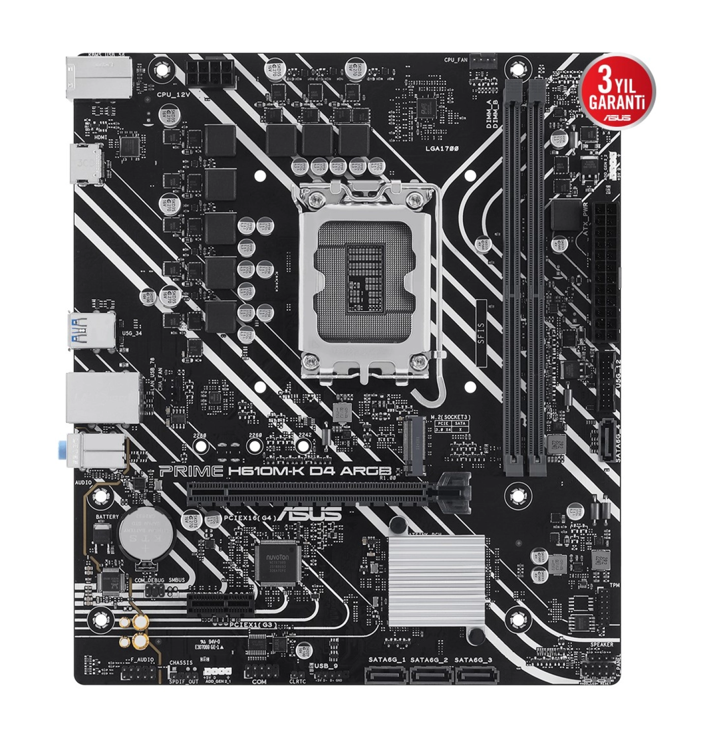 Asus Prıme H610M-K D4 Argb Intel H610 Lga1700 Ddr4 3200 Hdmi M2 Usb3.2 Aura Rgb Matx Asus 5X Protectıon Iıı - Görsel 3