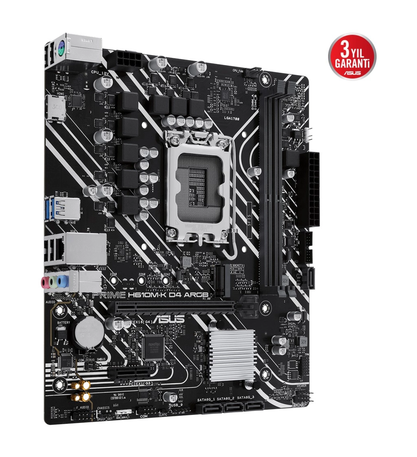 Asus Prıme H610M-K D4 Argb Intel H610 Lga1700 Ddr4 3200 Hdmi M2 Usb3.2 Aura Rgb Matx Asus 5X Protectıon Iıı - Görsel 4