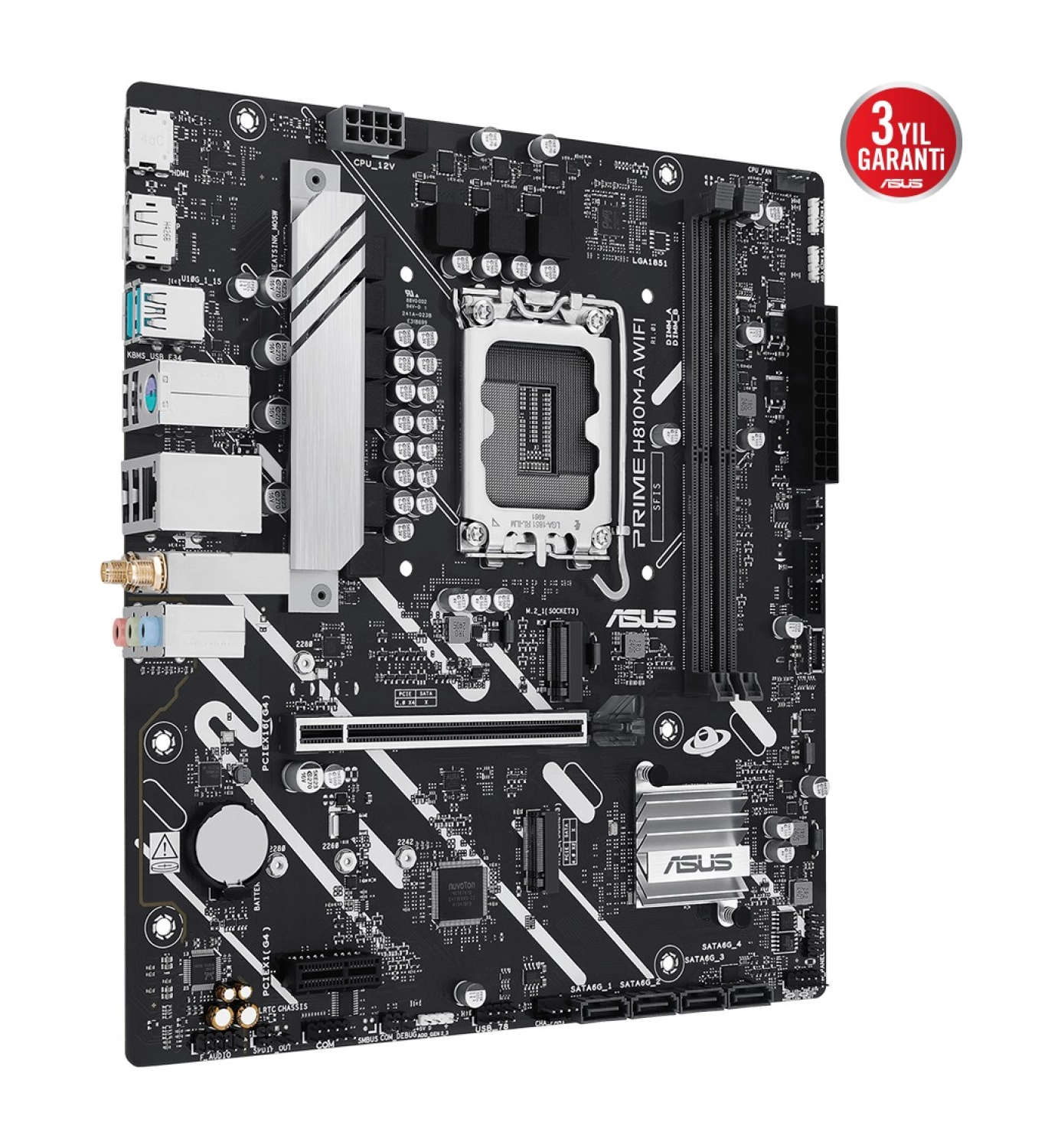Asus Prime H810M-A Wıfı Intel H810 Lga1851 Ddr5 6400 Dp Hdmi Çift M2 Usb3.2 Ax Wifi + Bt Aura Rgb Matx 6+1+1+1 Güç Aşamaları, Asus 5X Protectıon Iıı, Ready For Advanced Aı Pc - Görsel 3