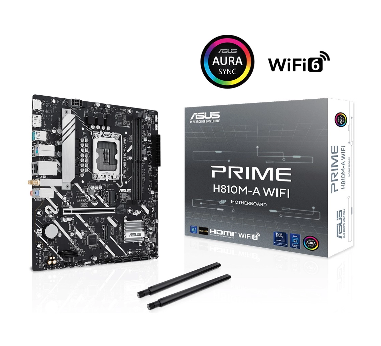 Asus Prime H810M-A Wıfı Intel H810 Lga1851 Ddr5 6400 Dp Hdmi Çift M2 Usb3.2 Ax Wifi + Bt Aura Rgb Matx 6+1+1+1 Güç Aşamaları, Asus 5X Protectıon Iıı, Ready For Advanced Aı Pc ürün görseli