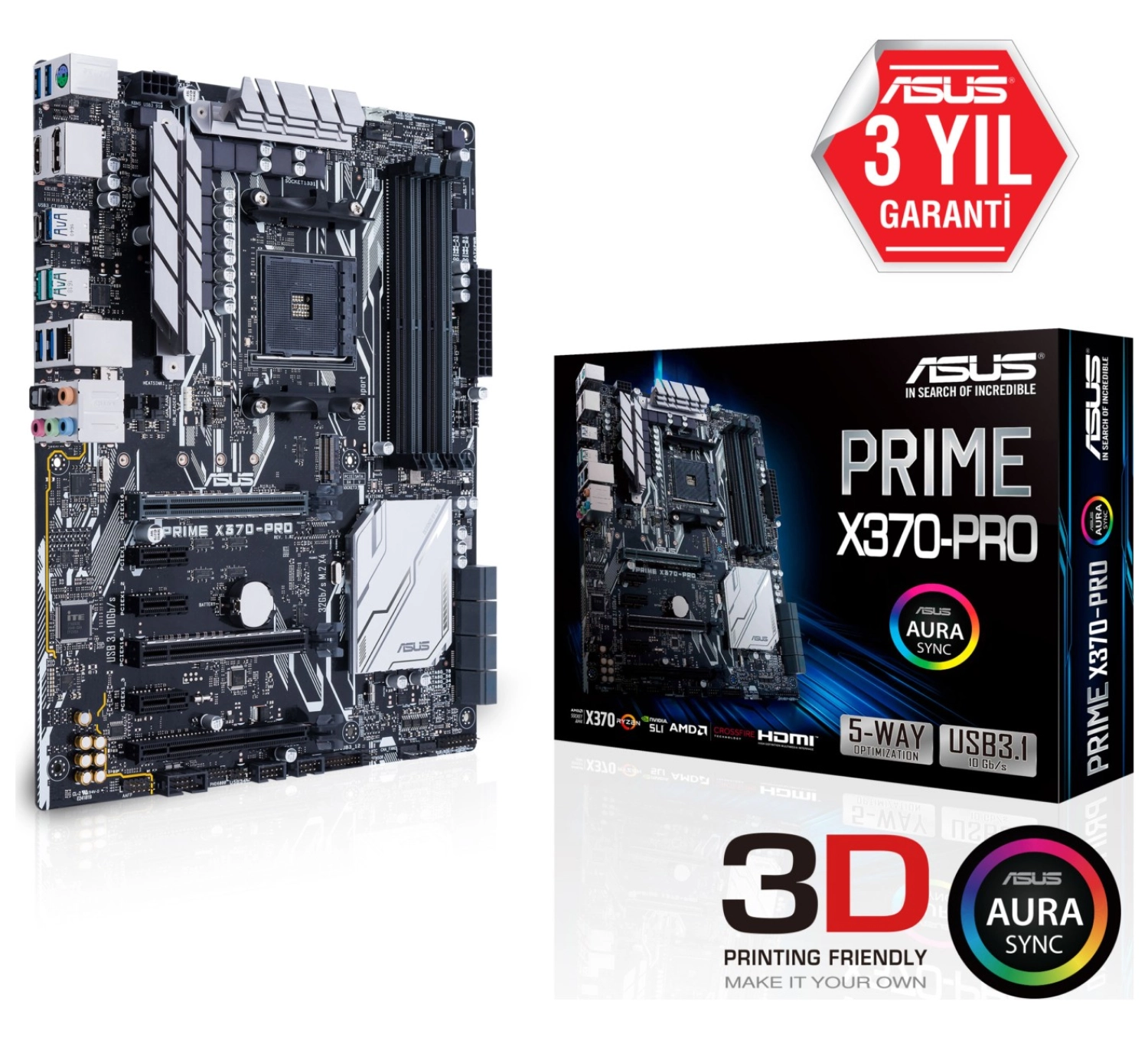 Asus Prime X370-Pro Amd X370 3200+Mhz Ddr4 Soket Am4 Atx Anakart ürün görseli