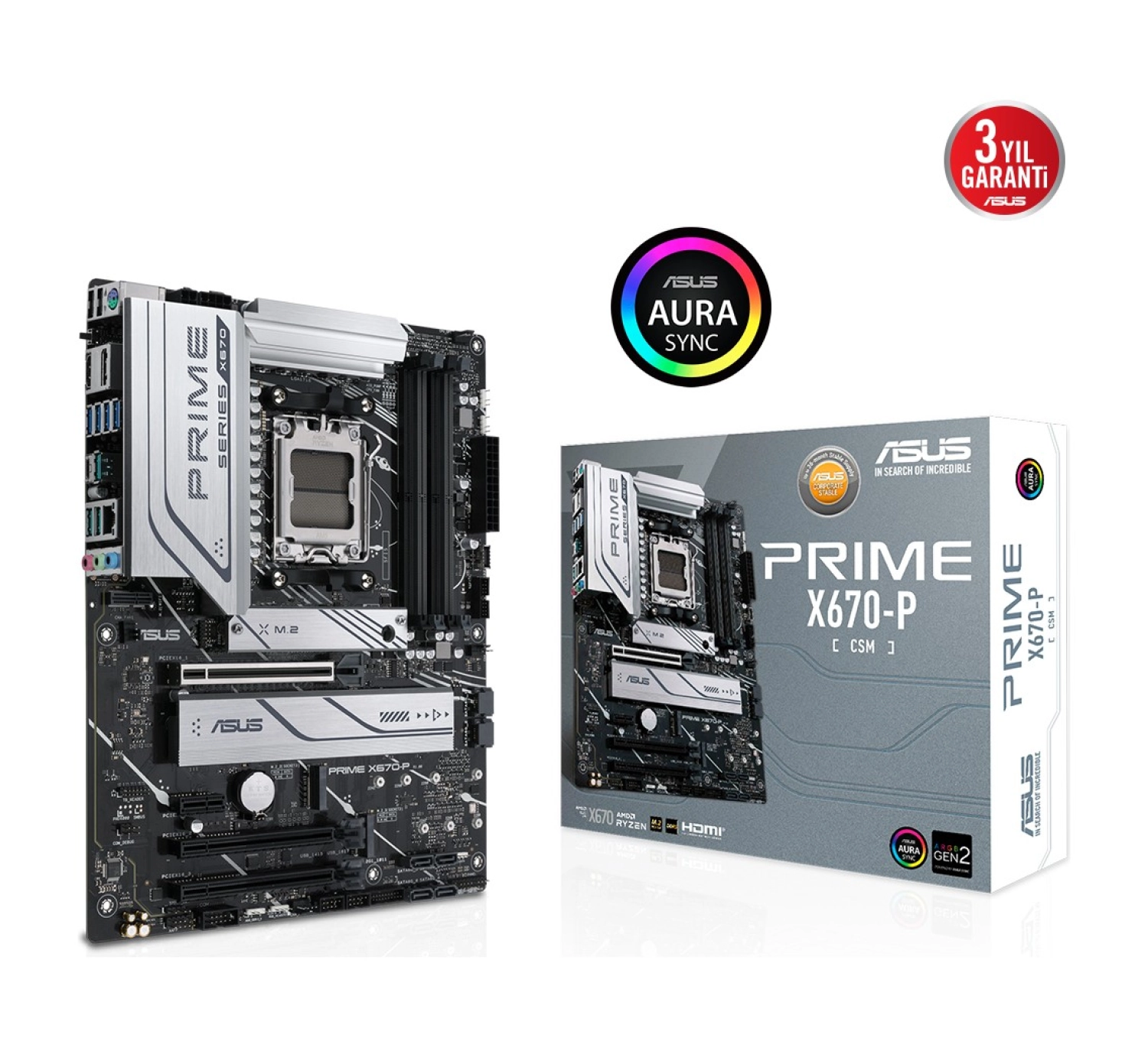 Asus Prıme X670-P-Csm Amd X670 Am5 Ddr5 6400 Dp Hdmı 3X M2 Usb3.2 Aura Rgb 2.5Gbit Lan Atx (Prıme X670-P-Csm) Anakart ürün görseli