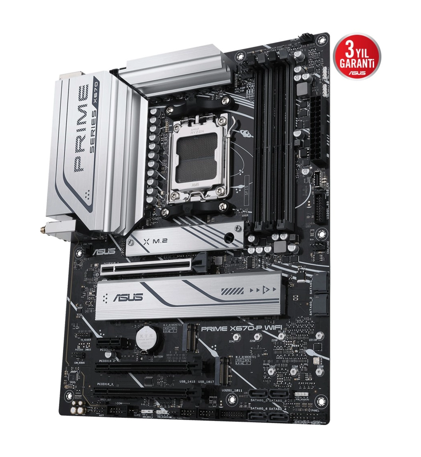 Asus Prime X670-P Wıfı Amd X670 Am5 Ddr5 6400 Dp Hdmı 3X M2 Usb3.2 Ax Wifi + Bt Aura Rgb 2.5Gbit Lan Atx (Prıme X670-P Wıfı) Anakart - Görsel 4