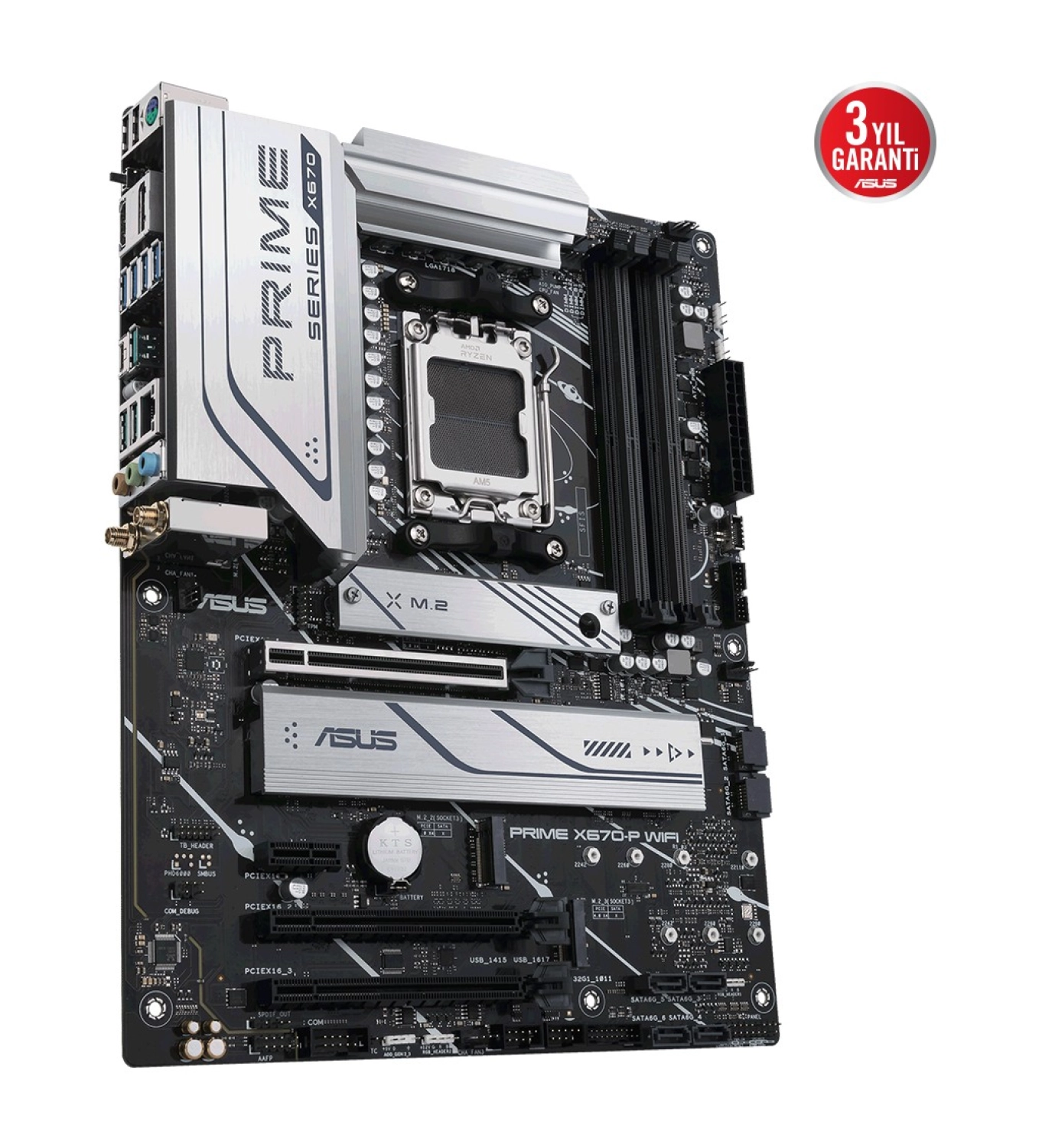 Asus Prime X670-P Wıfı Amd X670 Am5 Ddr5 6400 Dp Hdmı 3X M2 Usb3.2 Ax Wifi + Bt Aura Rgb 2.5Gbit Lan Atx (Prıme X670-P Wıfı) Anakart - Görsel 3