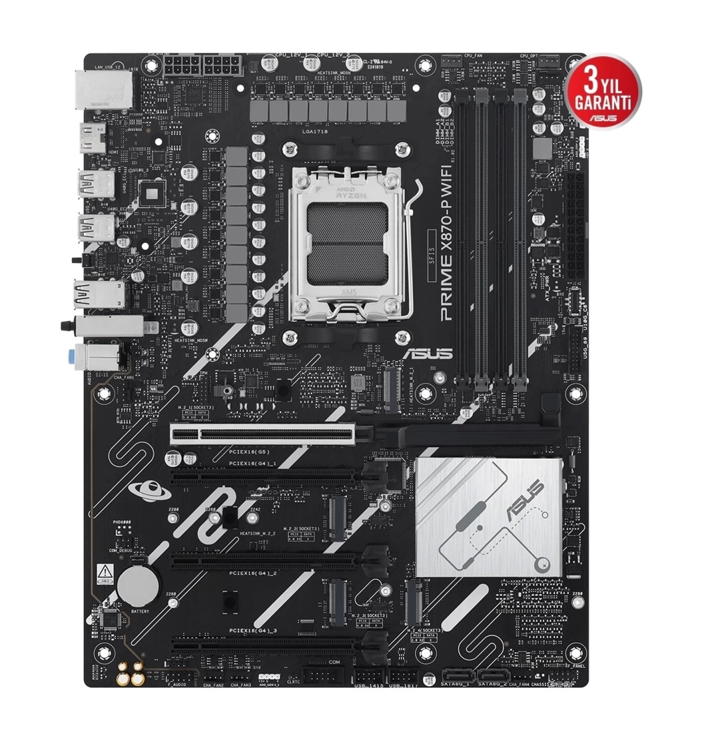 Asus Prime X870-P Wifi 8000Mhz(Oc) M.2 Am5 Atx Anakart - Görsel 3