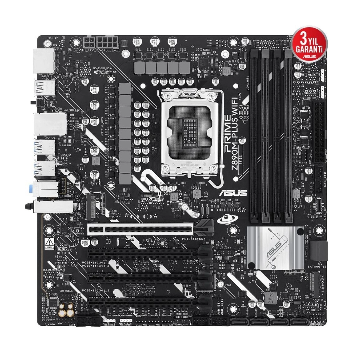 Asus Prime Z890M-Plus Wifi Ddr5 3Xm2 Usb3.2 Rgb Lan Matx Anakart - Görsel 3