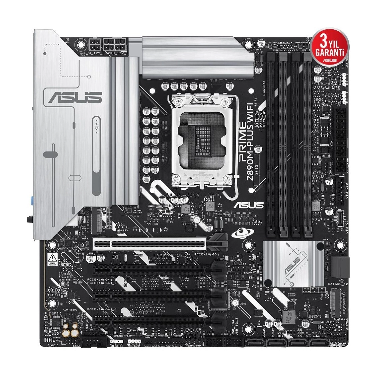 Asus Prime Z890M-Plus Wifi Ddr5 3Xm2 Usb3.2 Rgb Lan Matx Anakart - Görsel 2