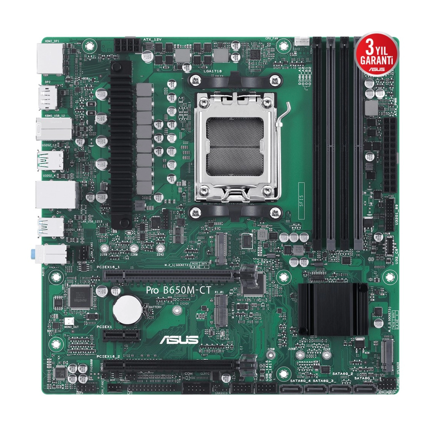 Asus Pro B650M-Ct-Csm Amd B650 Am5 Ddr5 6400 2Xdp Hdmi Çift M2 Usb3.2 Tpm Matx (Pro B650M-Ct-Csm)Anakart - Görsel 3