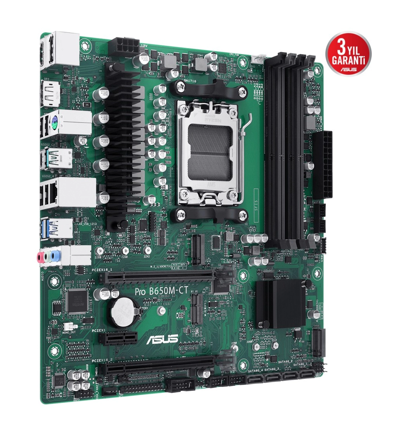 Asus Pro B650M-Ct-Csm Amd B650 Am5 Ddr5 6400 2Xdp Hdmi Çift M2 Usb3.2 Tpm Matx (Pro B650M-Ct-Csm)Anakart - Görsel 4