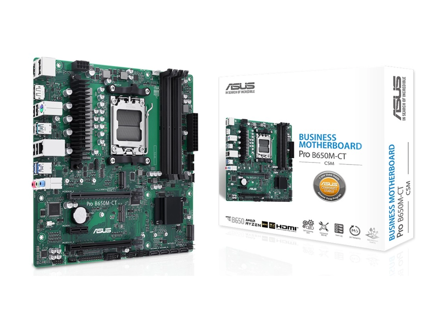 Asus Pro B650M-Ct-Csm Amd B650 Am5 Ddr5 6400 2Xdp Hdmi Çift M2 Usb3.2 Tpm Matx (Pro B650M-Ct-Csm)Anakart ürün görseli