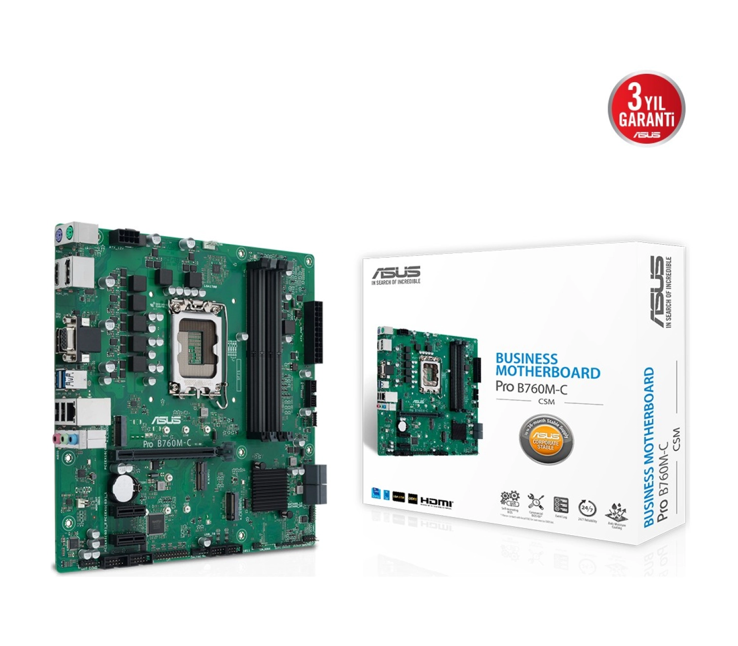 Asus Pro B760M-C-Csm Intel B760 Lga1700 Ddr5 6200 2Xdp Hdmı Vga Çift M2 Usb3.2 Matx (Pro B760M-C-Csm) Anakart - Görsel 2