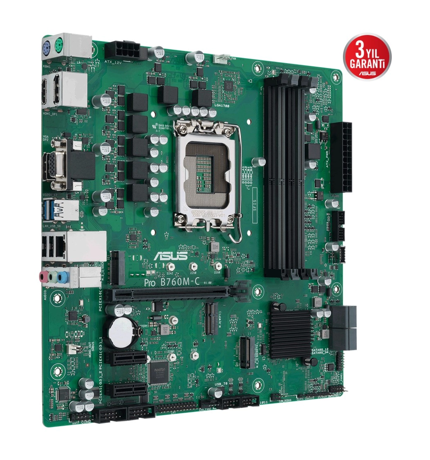 Asus Pro B760M-C-Csm Intel B760 Lga1700 Ddr5 6200 2Xdp Hdmı Vga Çift M2 Usb3.2 Matx (Pro B760M-C-Csm) Anakart - Görsel 4