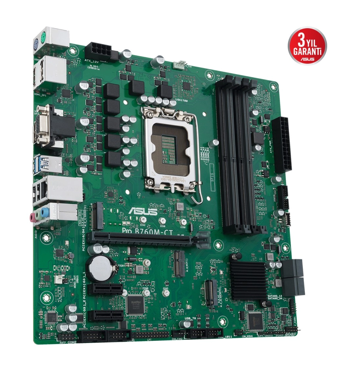 Asus Pro B760M-Ct-Csm Intel B760 Lga1700 Ddr5 6200 2Xdp Hdmı Vga Çift M2 Usb3.2 Wifi 6E + Bt Tpm Matx (Pro B760M-Ct-Csm) Anakart - Görsel 3
