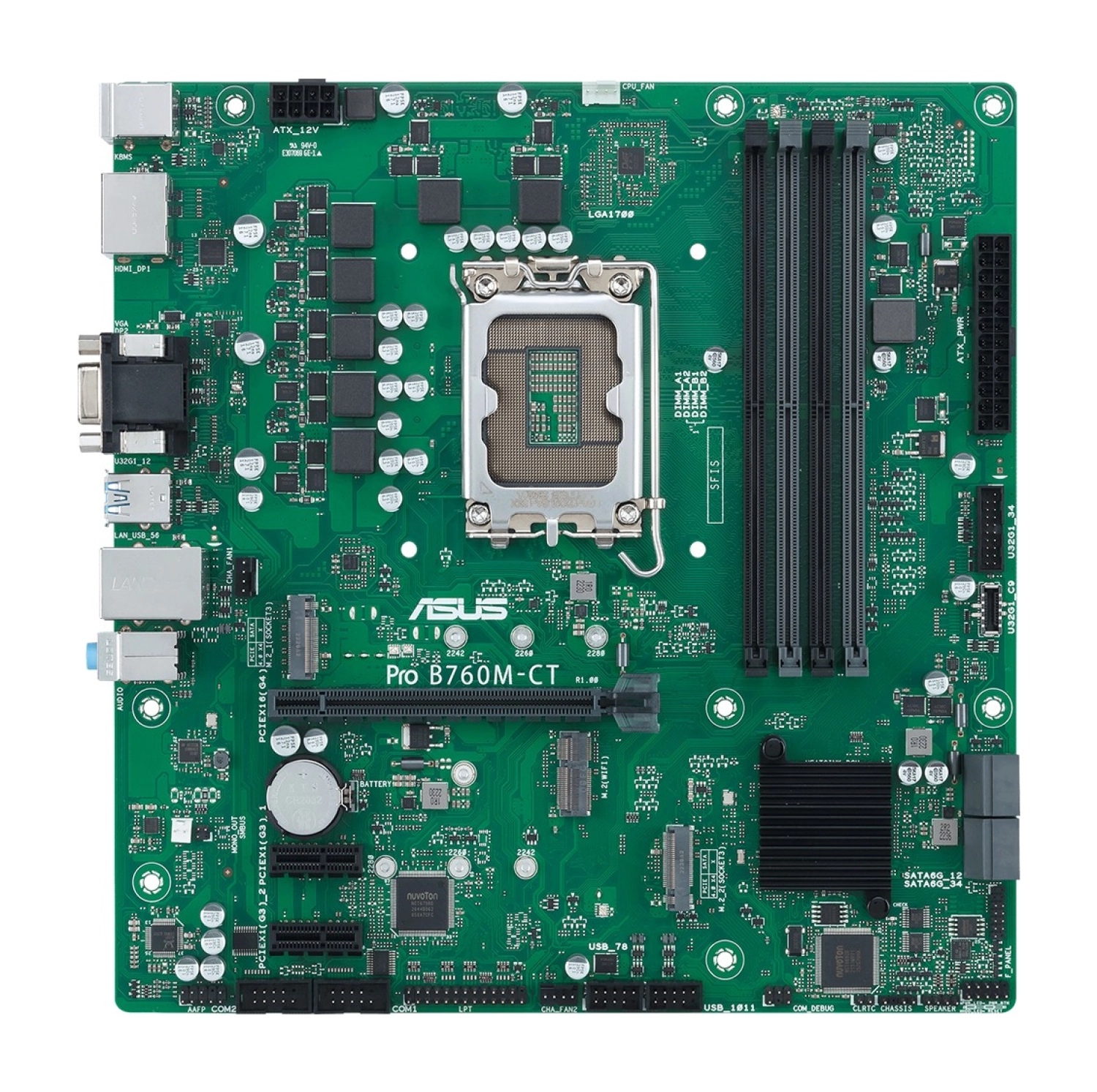Asus Pro B760M-Ct-Csm Intel B760 Lga1700 Ddr5 6200 2Xdp Hdmı Vga Çift M2 Usb3.2 Wifi 6E + Bt Tpm Matx (Pro B760M-Ct-Csm) Anakart - Görsel 2