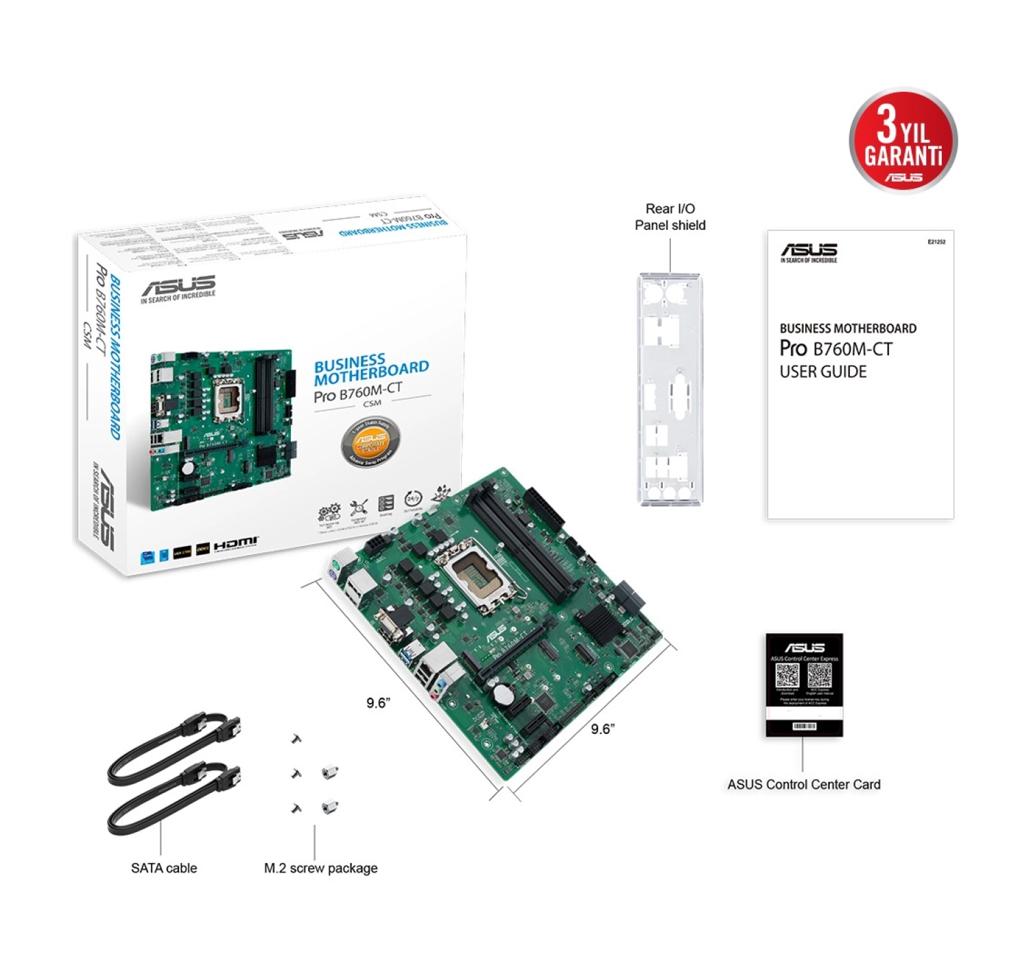 Asus Pro B760M-Ct-Csm Intel B760 Lga1700 Ddr5 6200 2Xdp Hdmı Vga Çift M2 Usb3.2 Wifi 6E + Bt Tpm Matx (Pro B760M-Ct-Csm) Anakart - Görsel 5